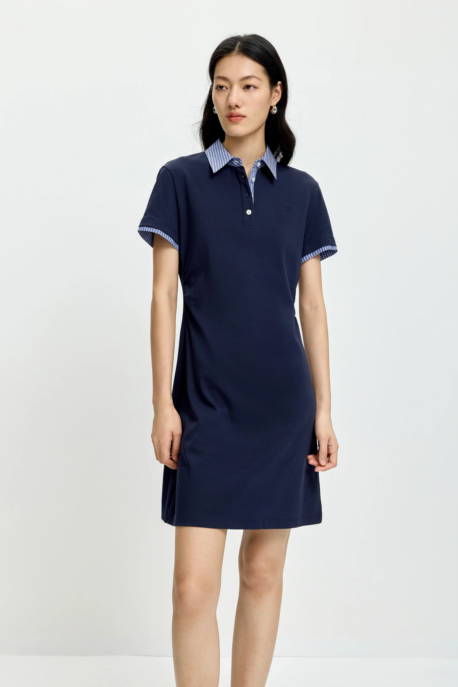 LILY Striped Polo Collar Dress - Image 4