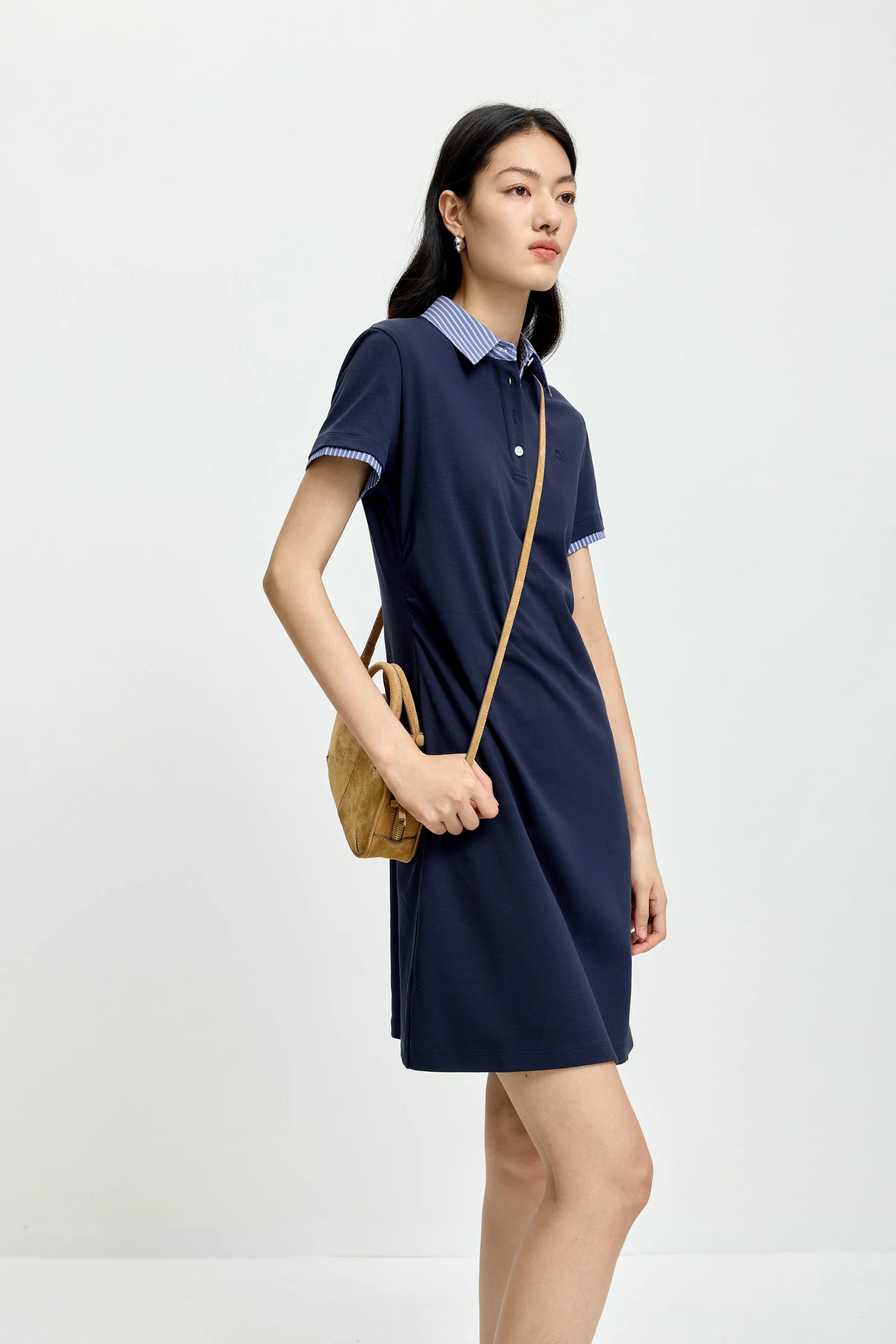 LILY Striped Polo Collar Dress - Image 5