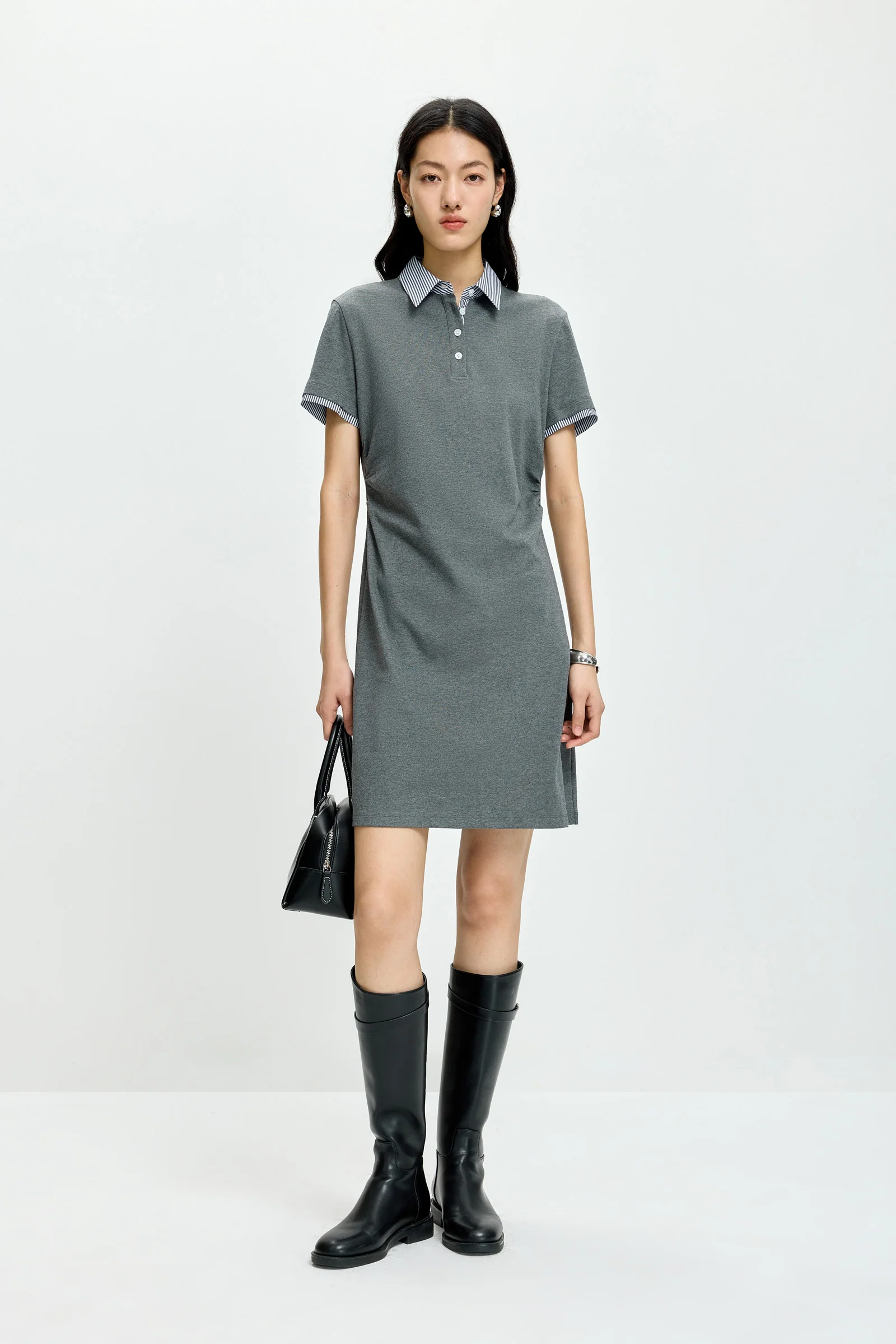 LILY Striped Polo Collar Dress - Image 7