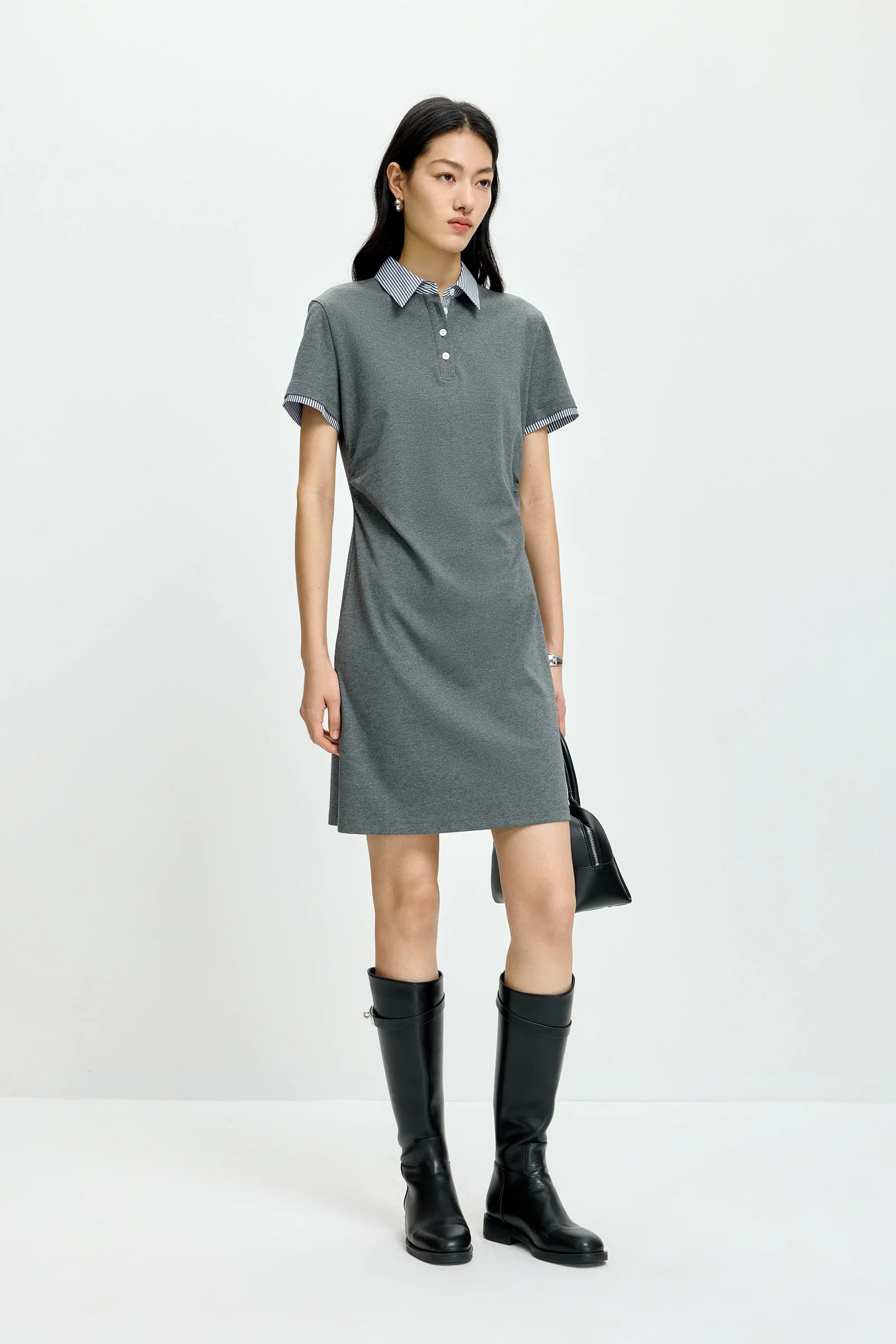 LILY Striped Polo Collar Dress - Image 8