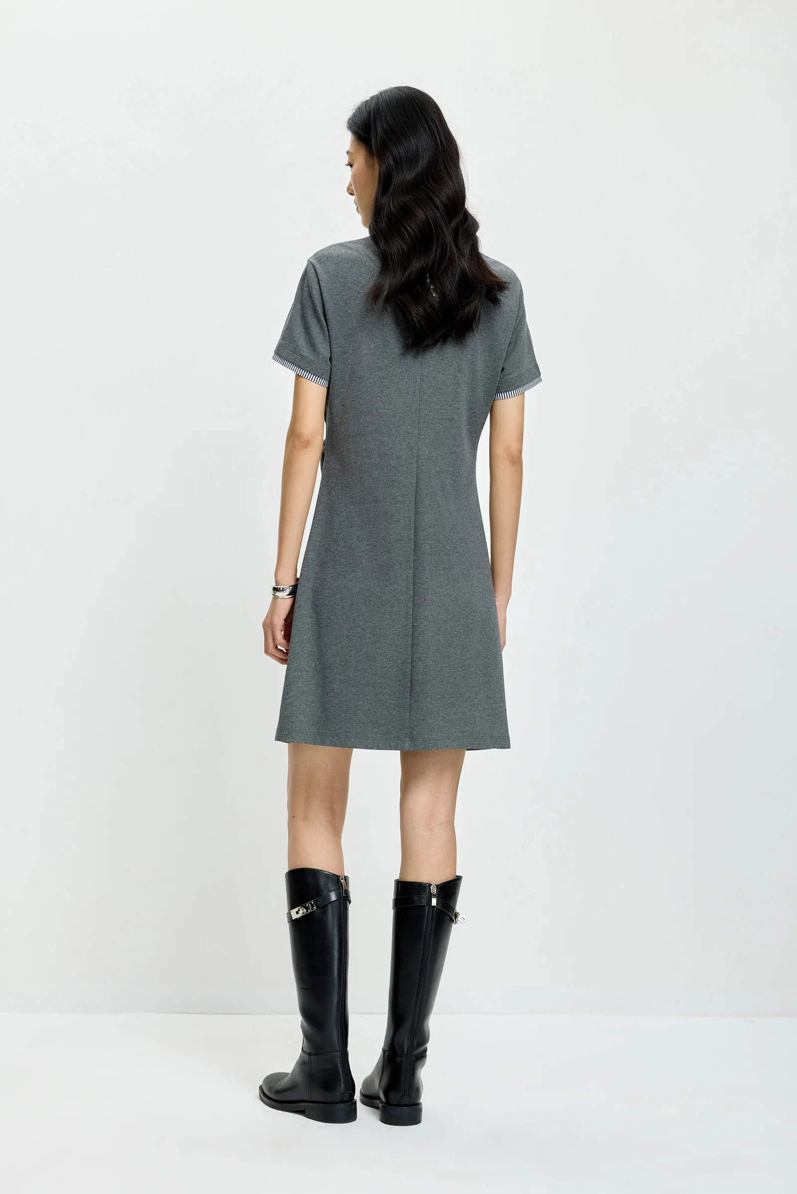 LILY Striped Polo Collar Dress - Image 9