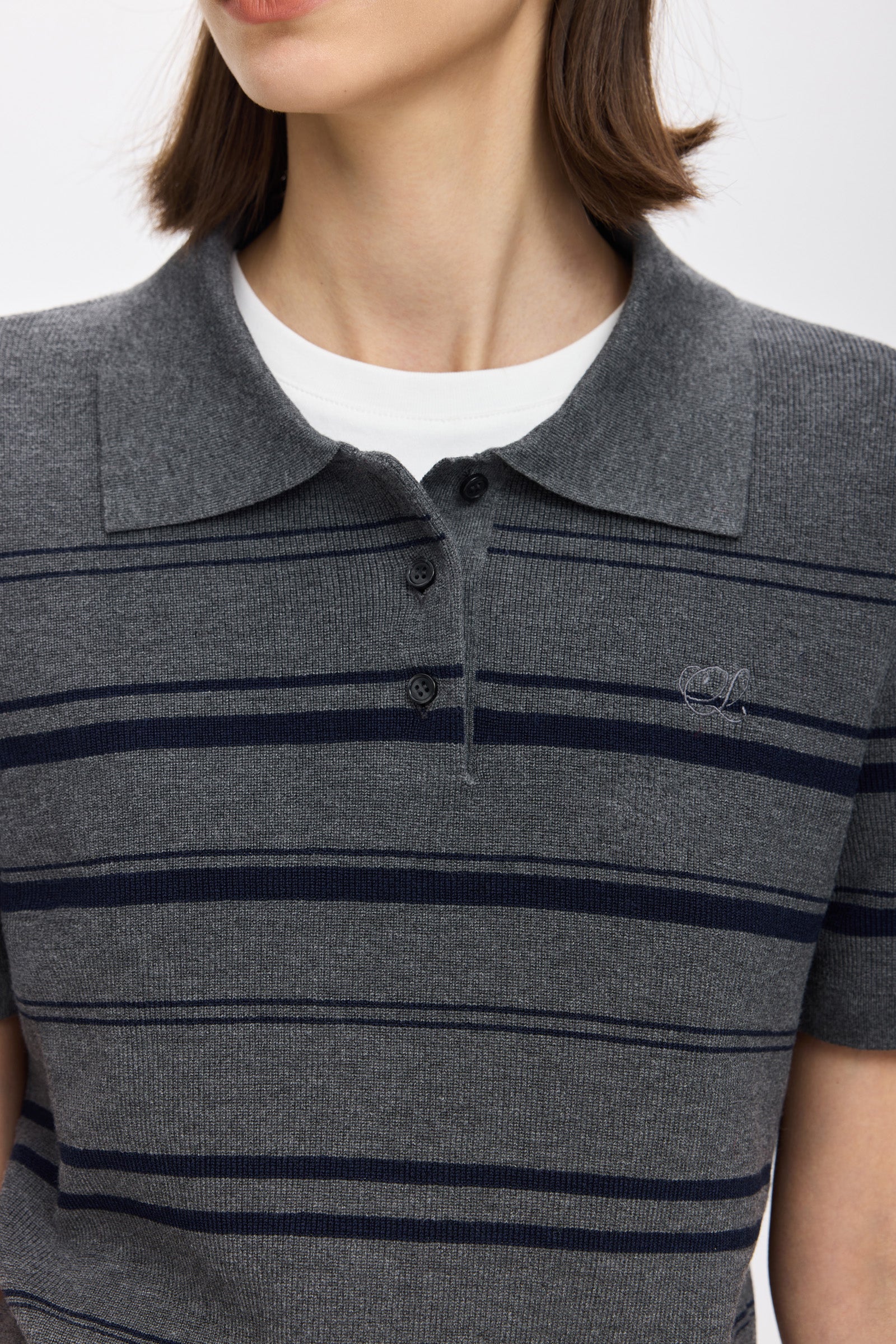 LILY Striped Polo Knit Top - Image 6