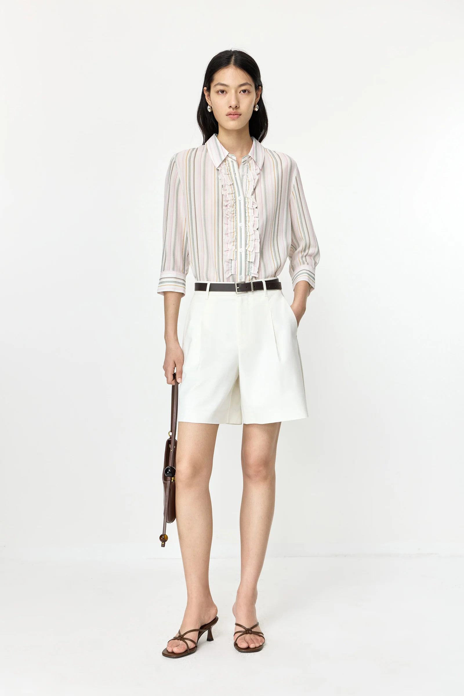 LILY Striped Ruffle-Collar Shirt - Image 2