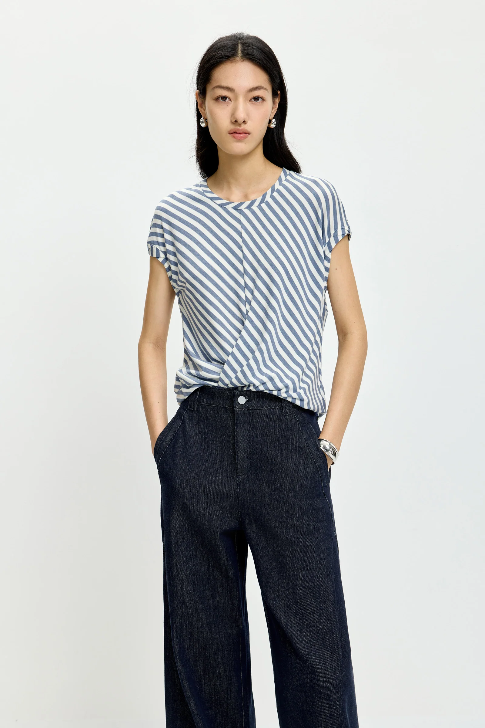 LILY Striped Waist-Defined Tee - Image 5