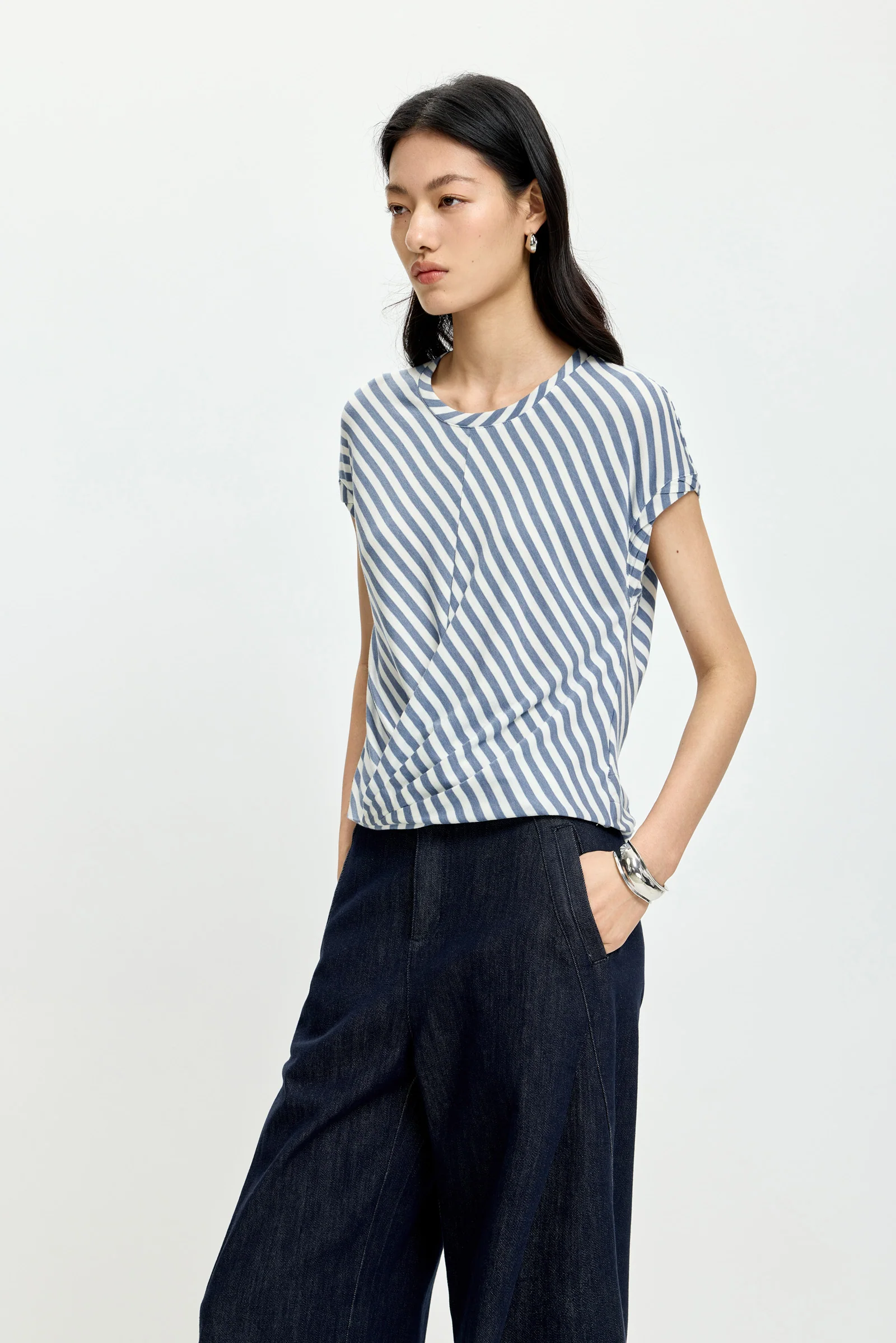 LILY Striped Waist-Defined Tee - Image 6
