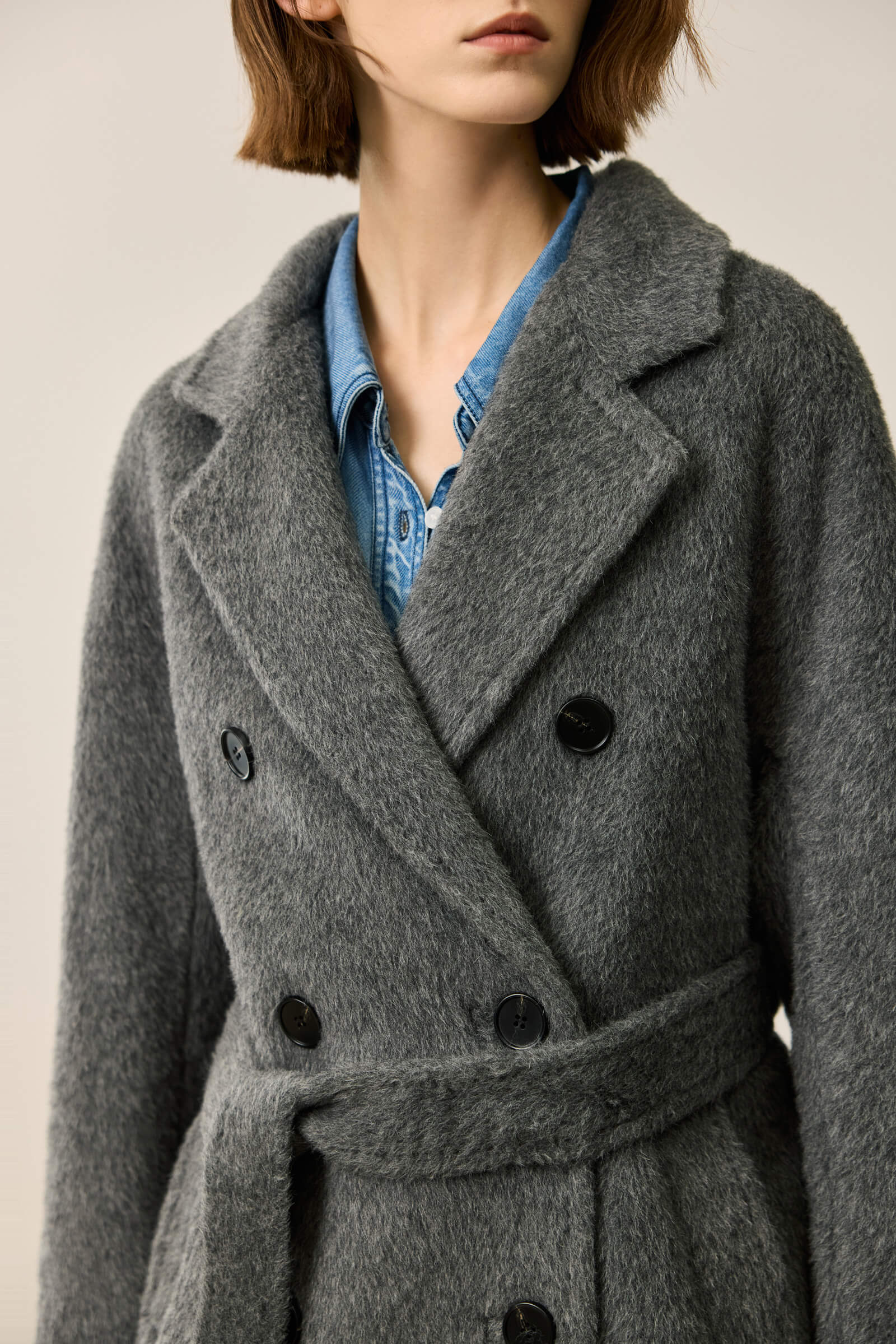 LILY Textured Oversized Blazer-Style Wool Coat - Image 8