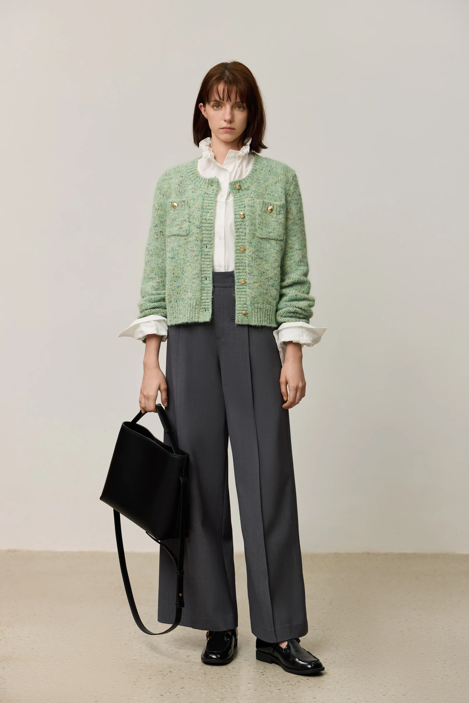 LILY Tweed Textured Knit Cardigan Jacket - Image 4