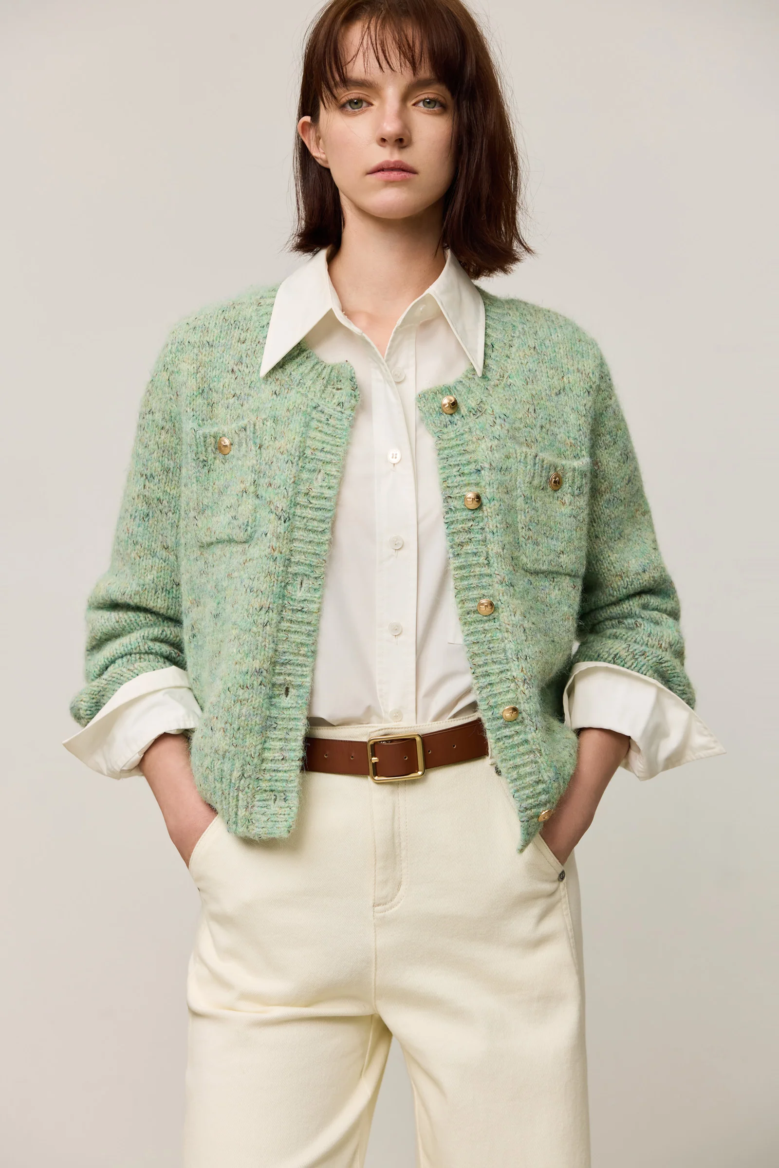 LILY Tweed Textured Knit Cardigan Jacket - Image 5