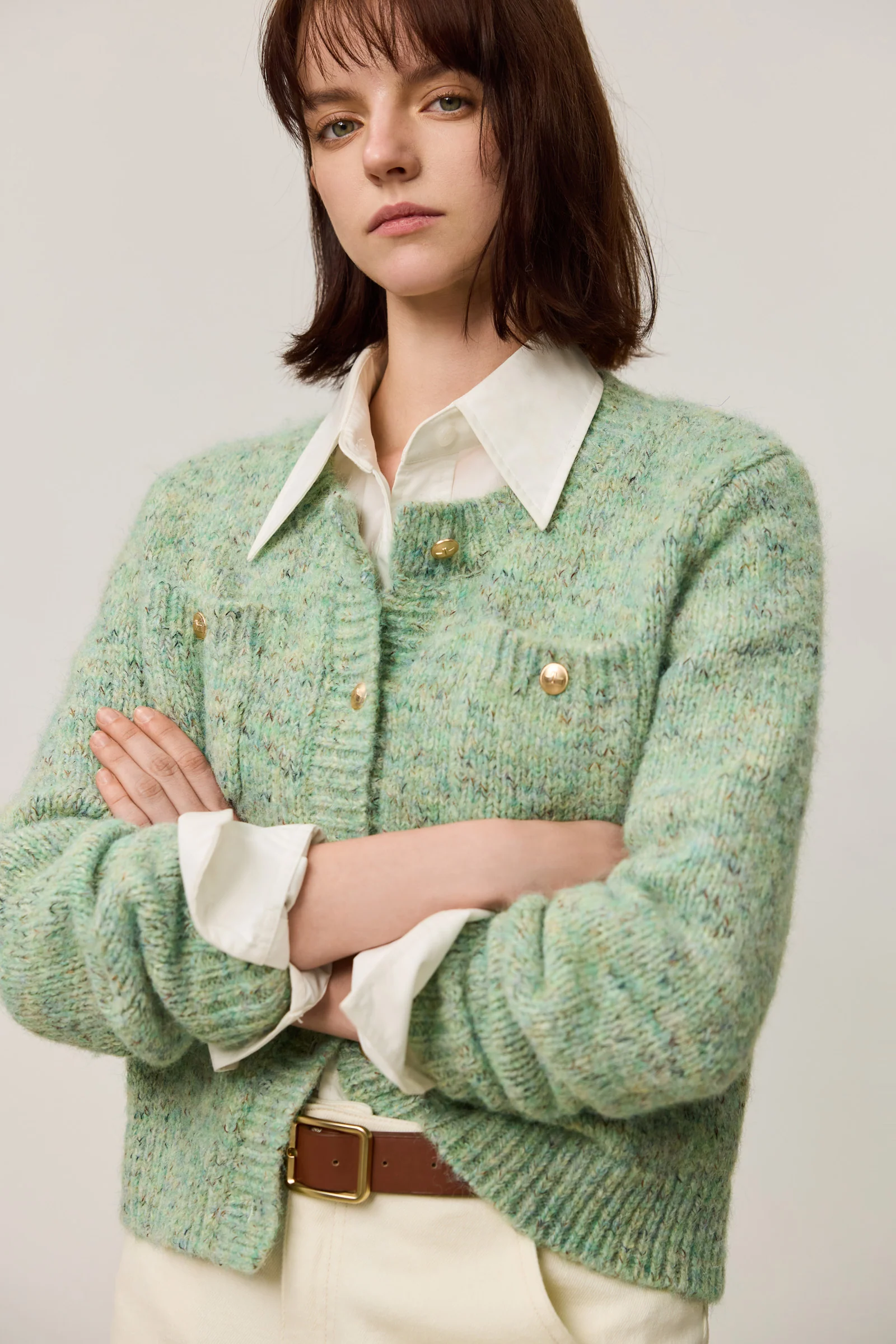 LILY Tweed Textured Knit Cardigan Jacket - Image 7