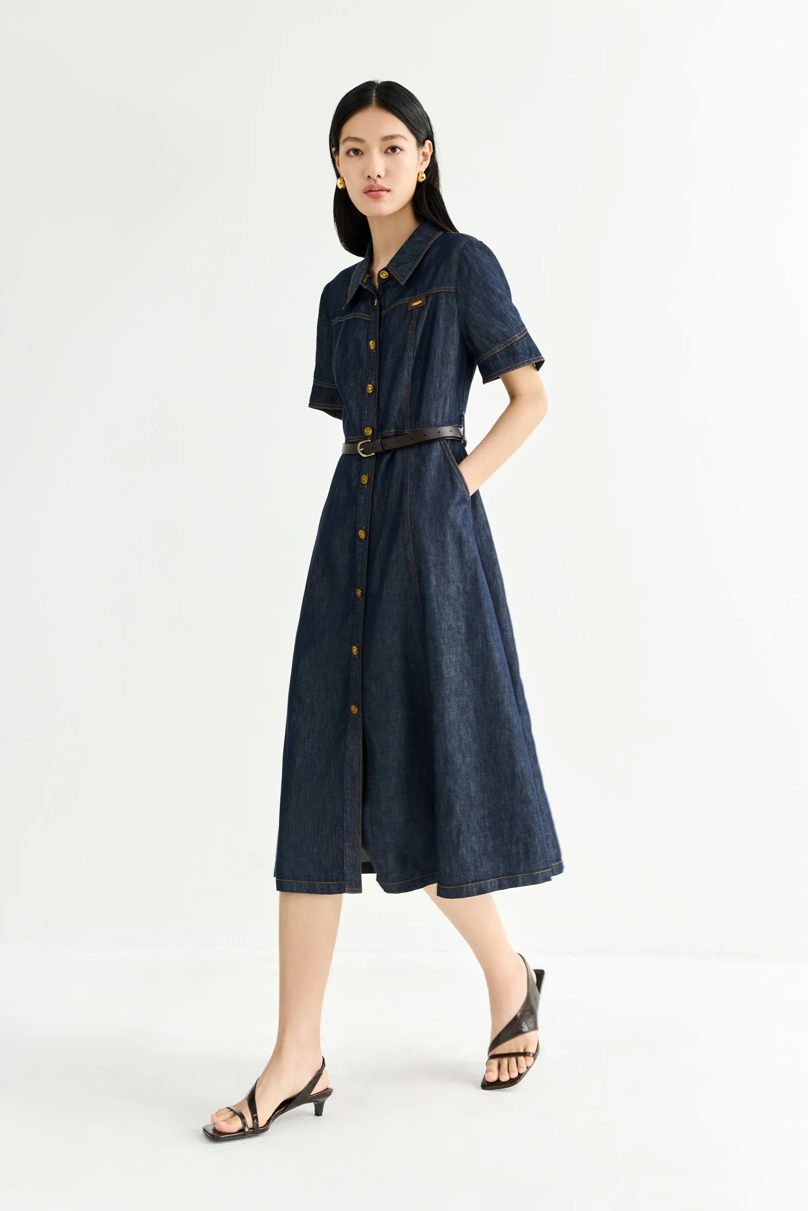 LILY Utility Collared Denim Dress - Image 2