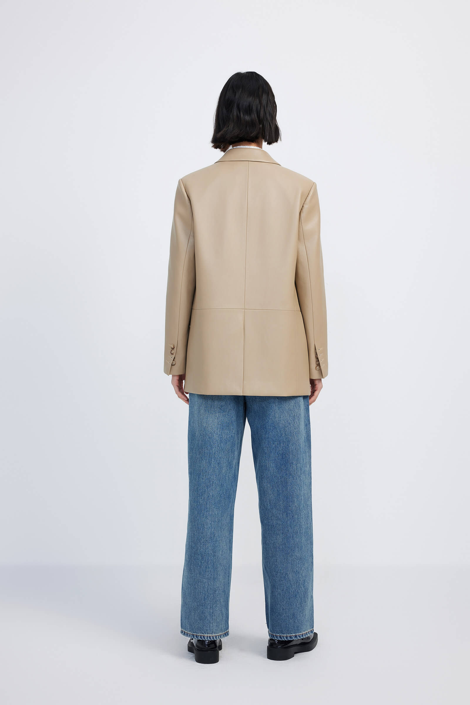 LILY Vintage Casual PU Leather Blazer - Image 4