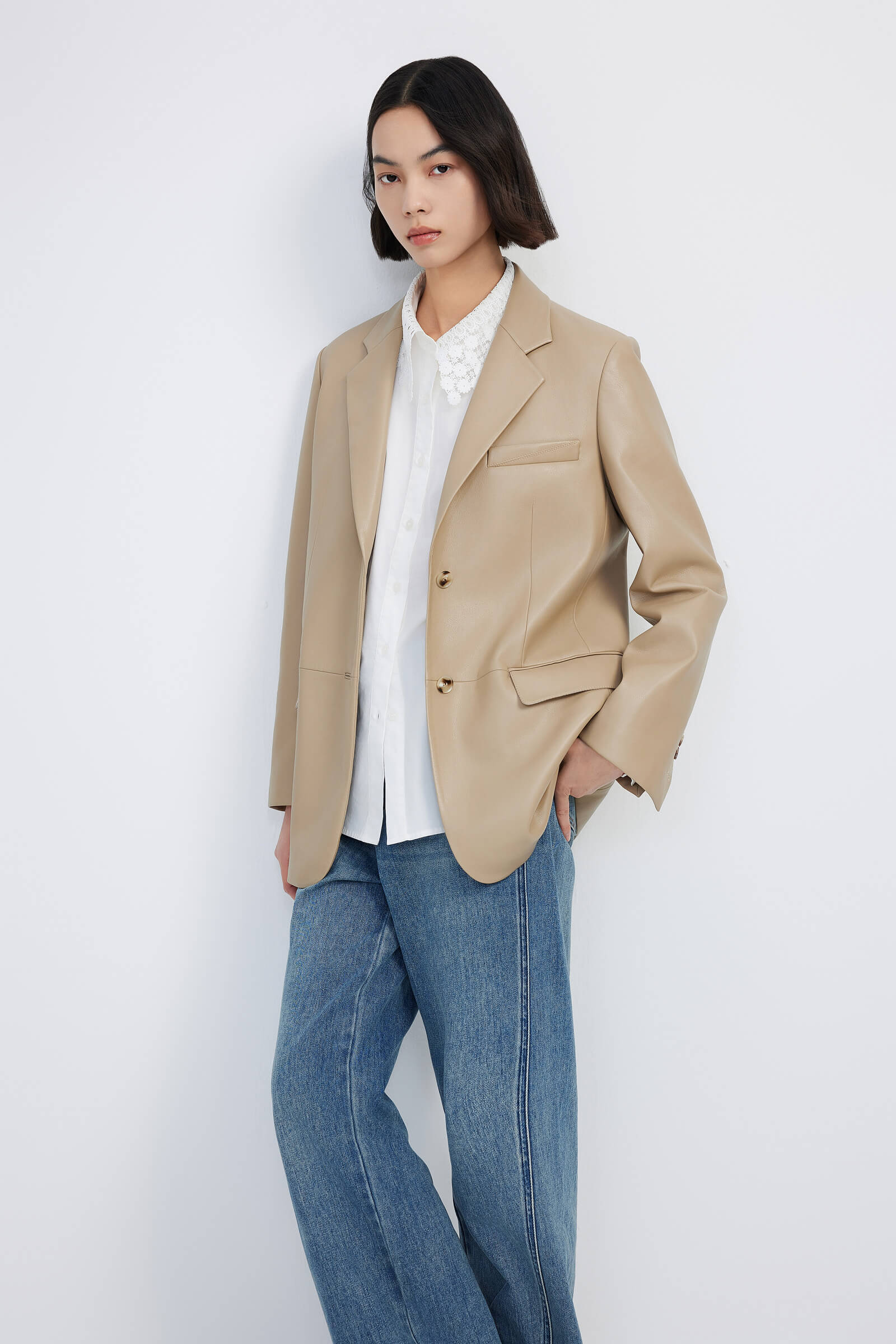LILY Vintage Casual PU Leather Blazer - Image 6