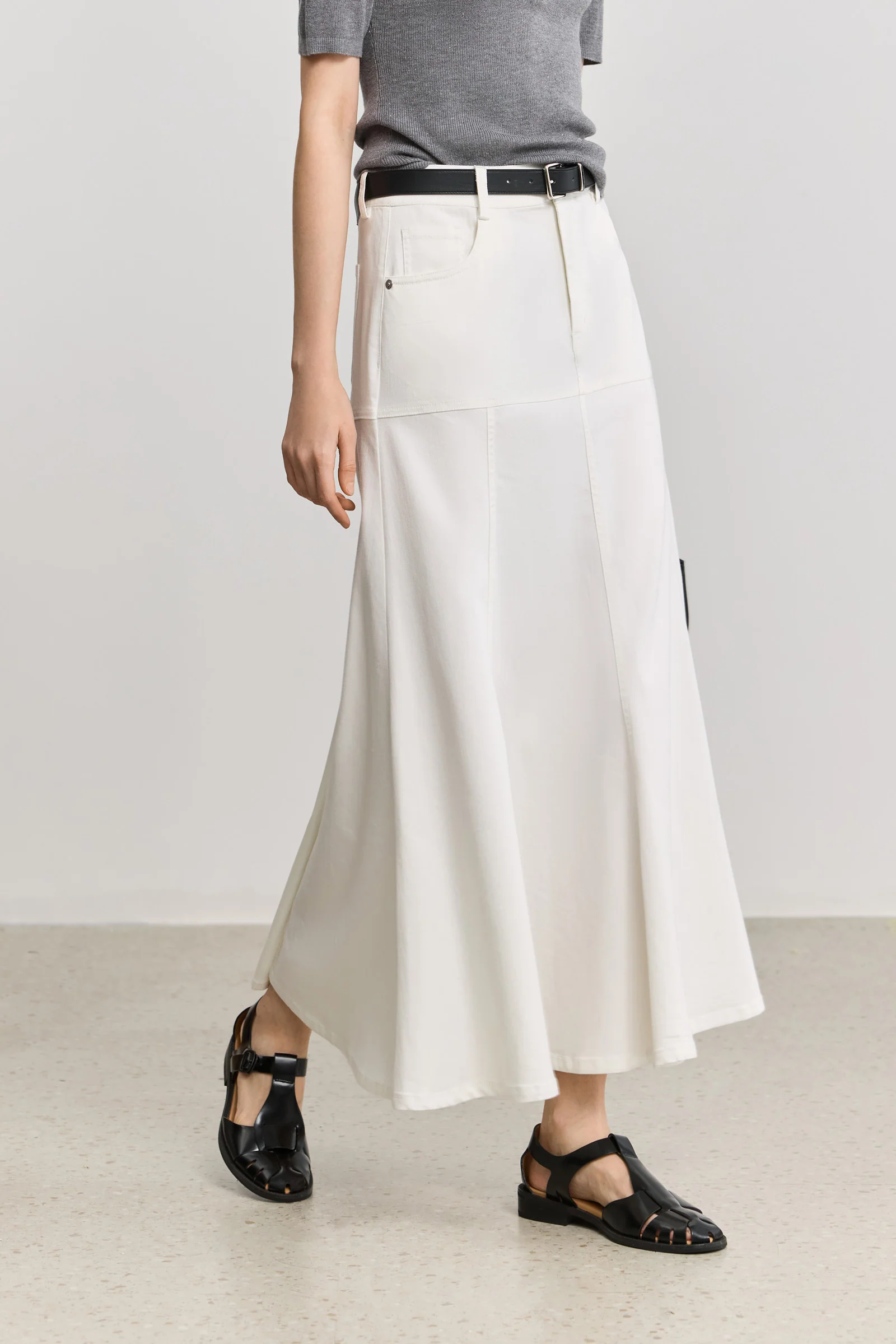 LILY White A-Line Mermaid Midi Skirt - Image 4