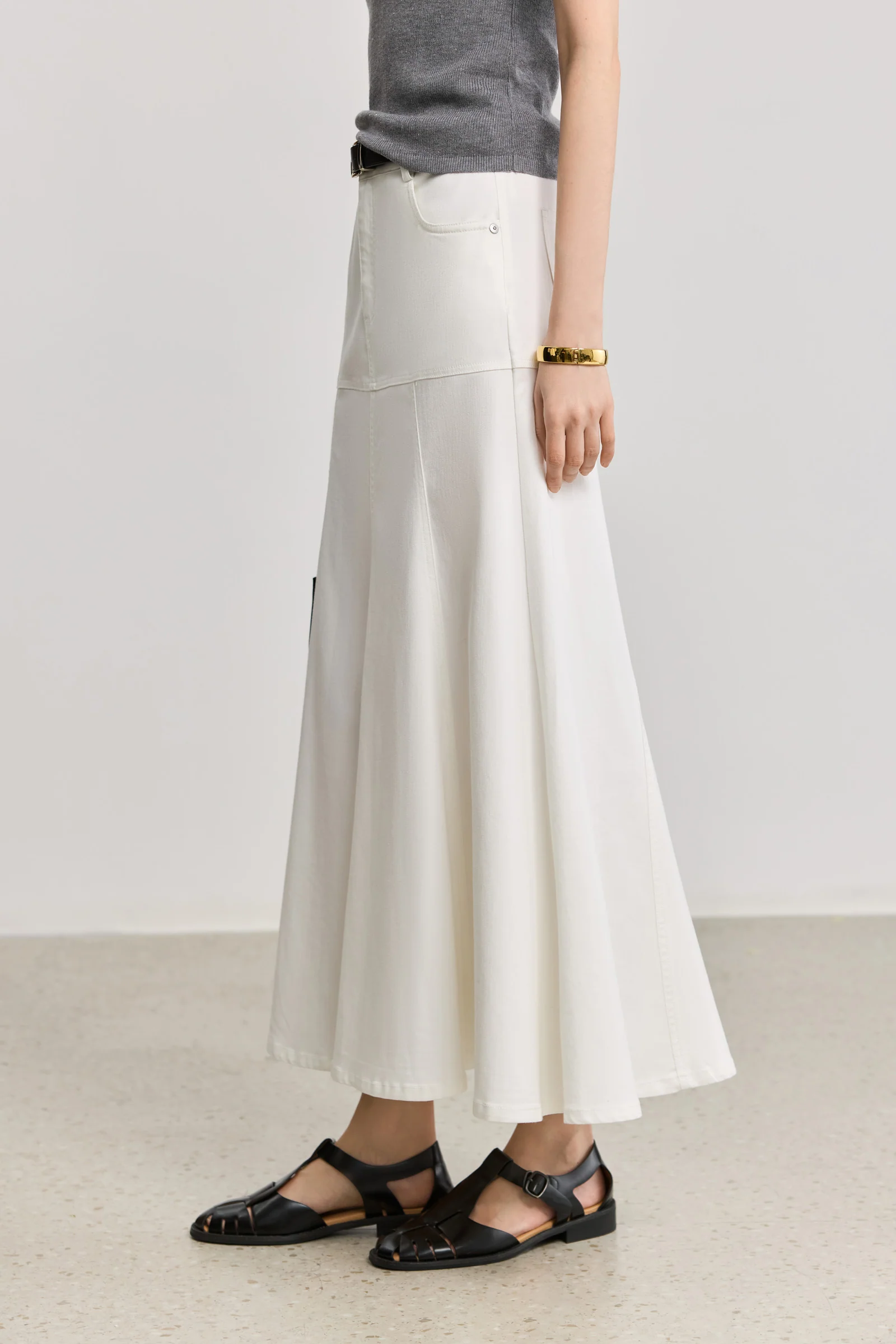 LILY White A-Line Mermaid Midi Skirt - Image 5