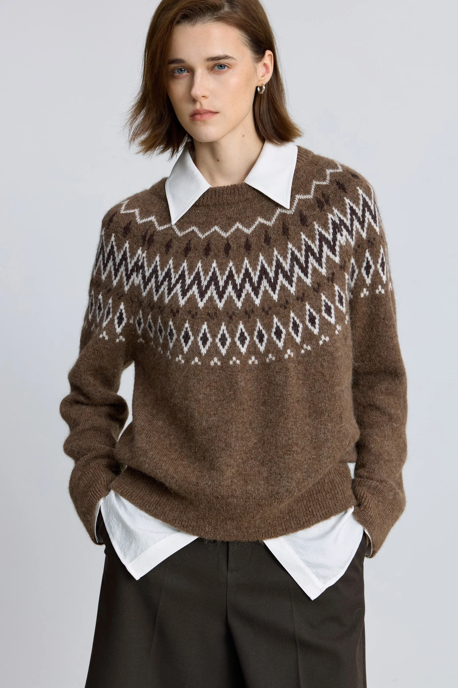 LILY Wool-Alpaca-Rabbit Fair Isle Sweater