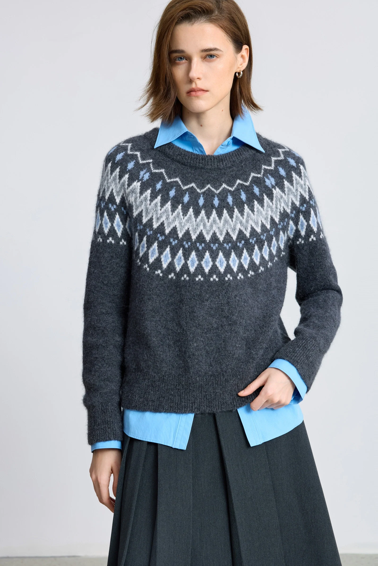 LILY Wool-Alpaca-Rabbit Fair Isle Sweater - Image 12