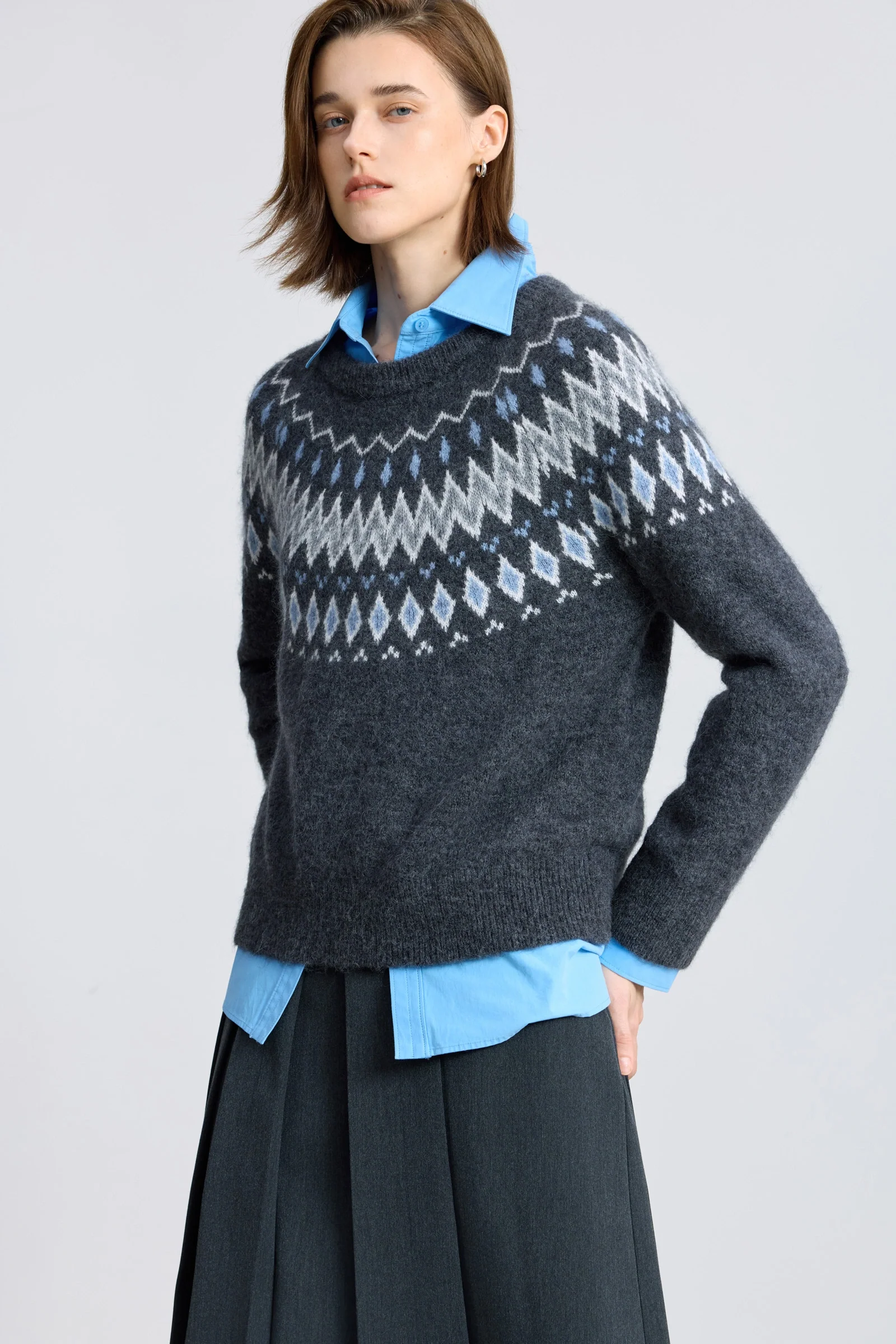 LILY Wool-Alpaca-Rabbit Fair Isle Sweater - Image 14
