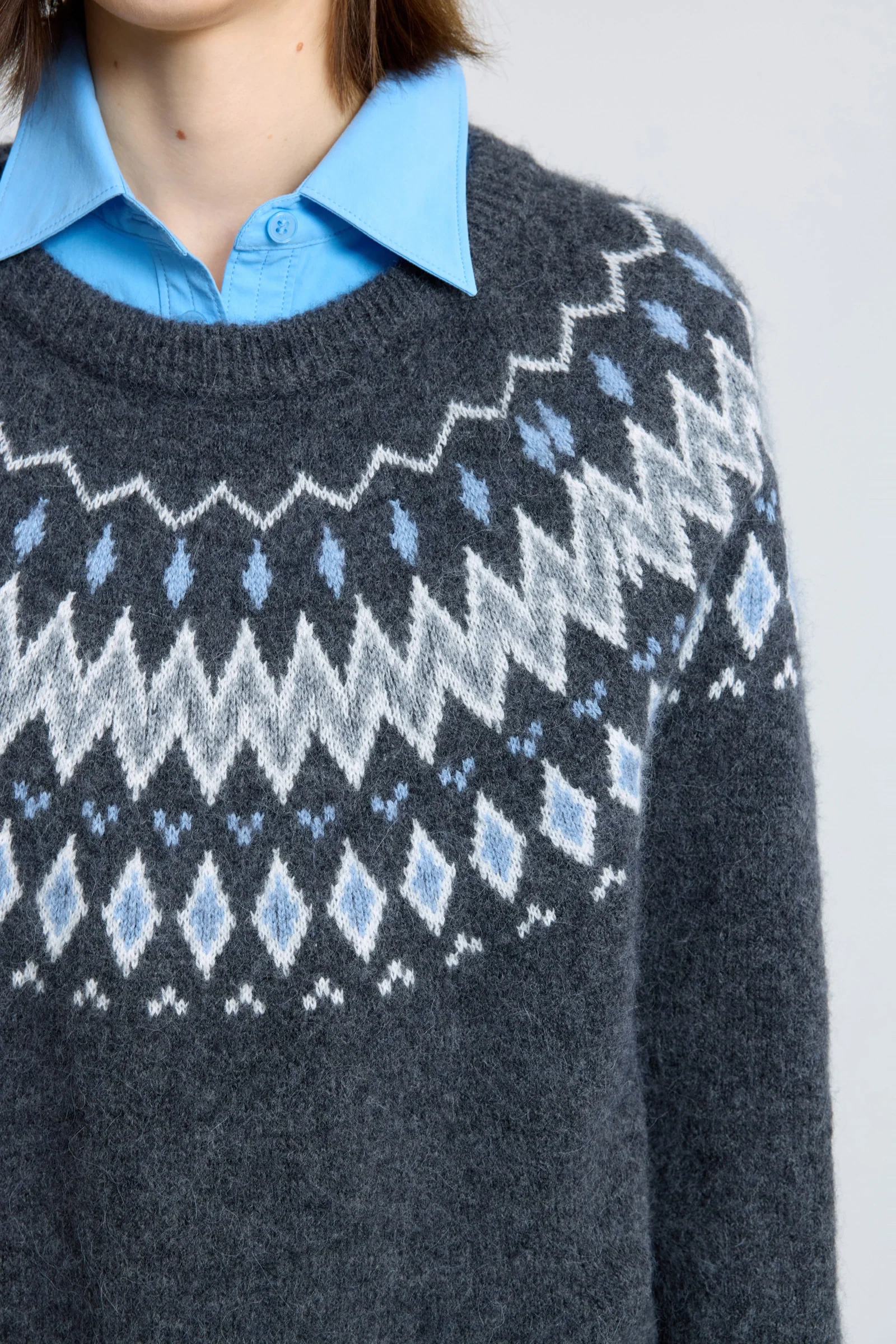 LILY Wool-Alpaca-Rabbit Fair Isle Sweater - Image 15