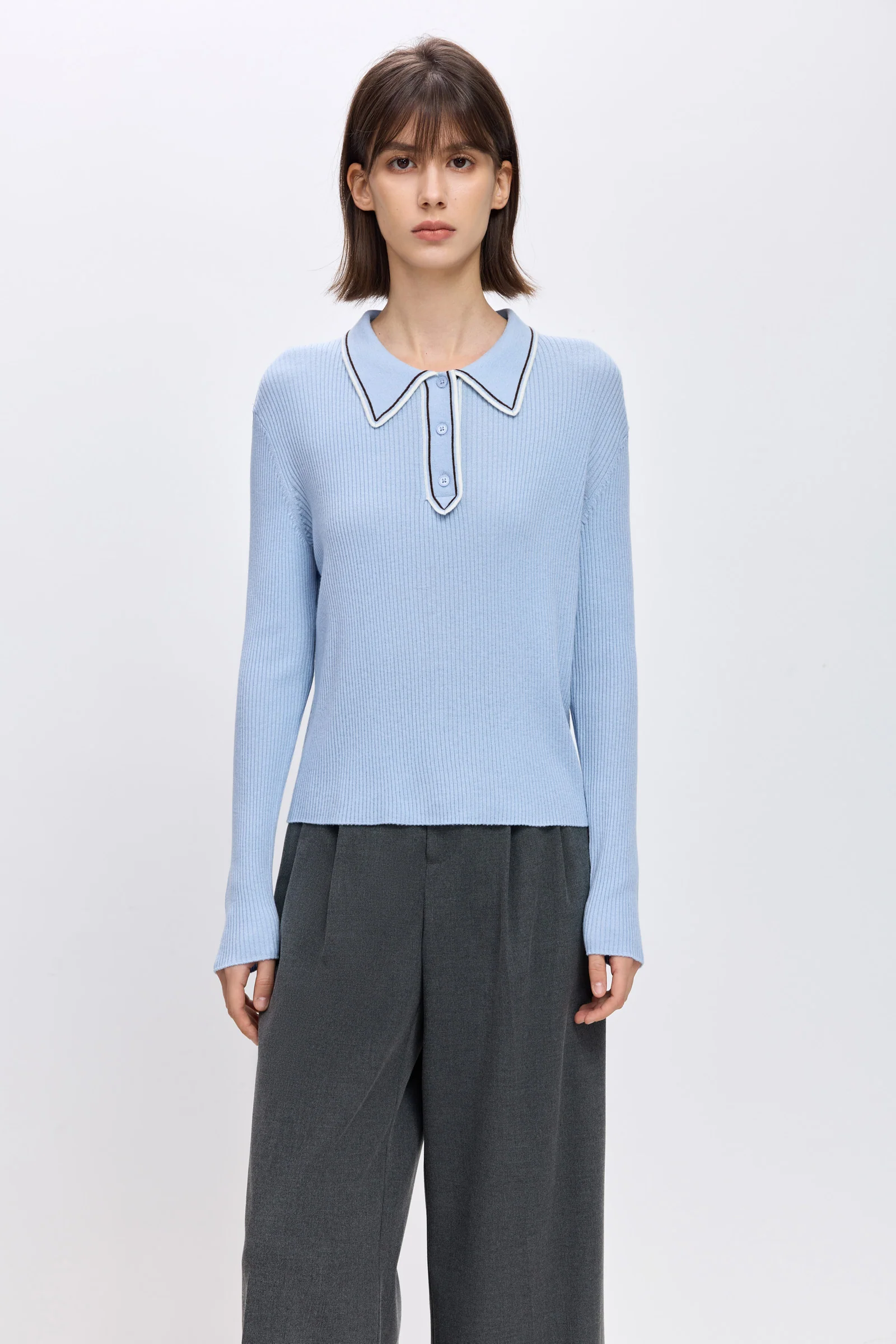 LILY Wool-Blend Colorblock Polo Sweater - Image 5