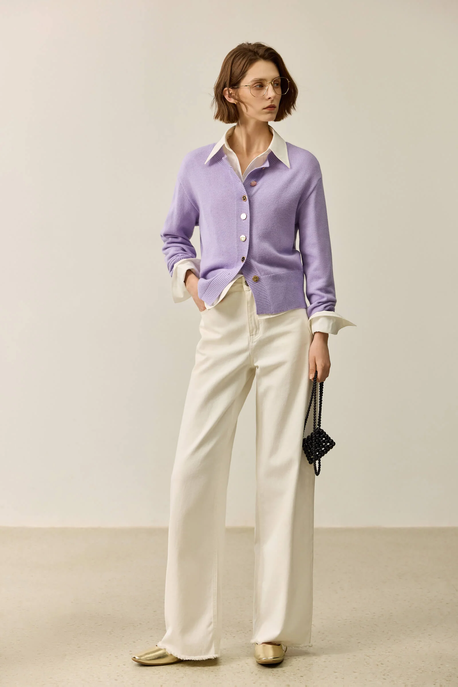 LILY Wool Blend Crewneck Knit Cardigan - Image 10