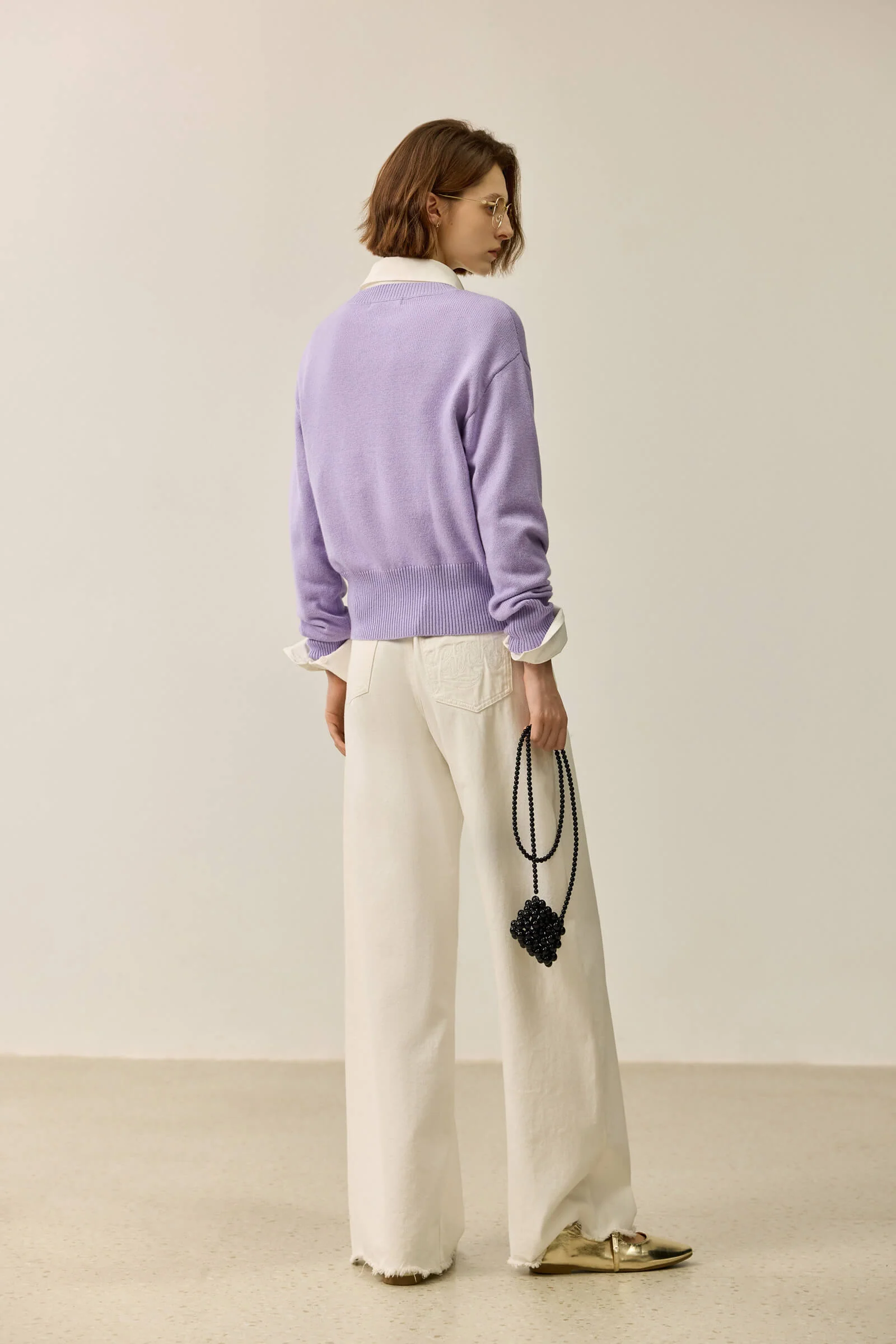 LILY Wool Blend Crewneck Knit Cardigan - Image 11