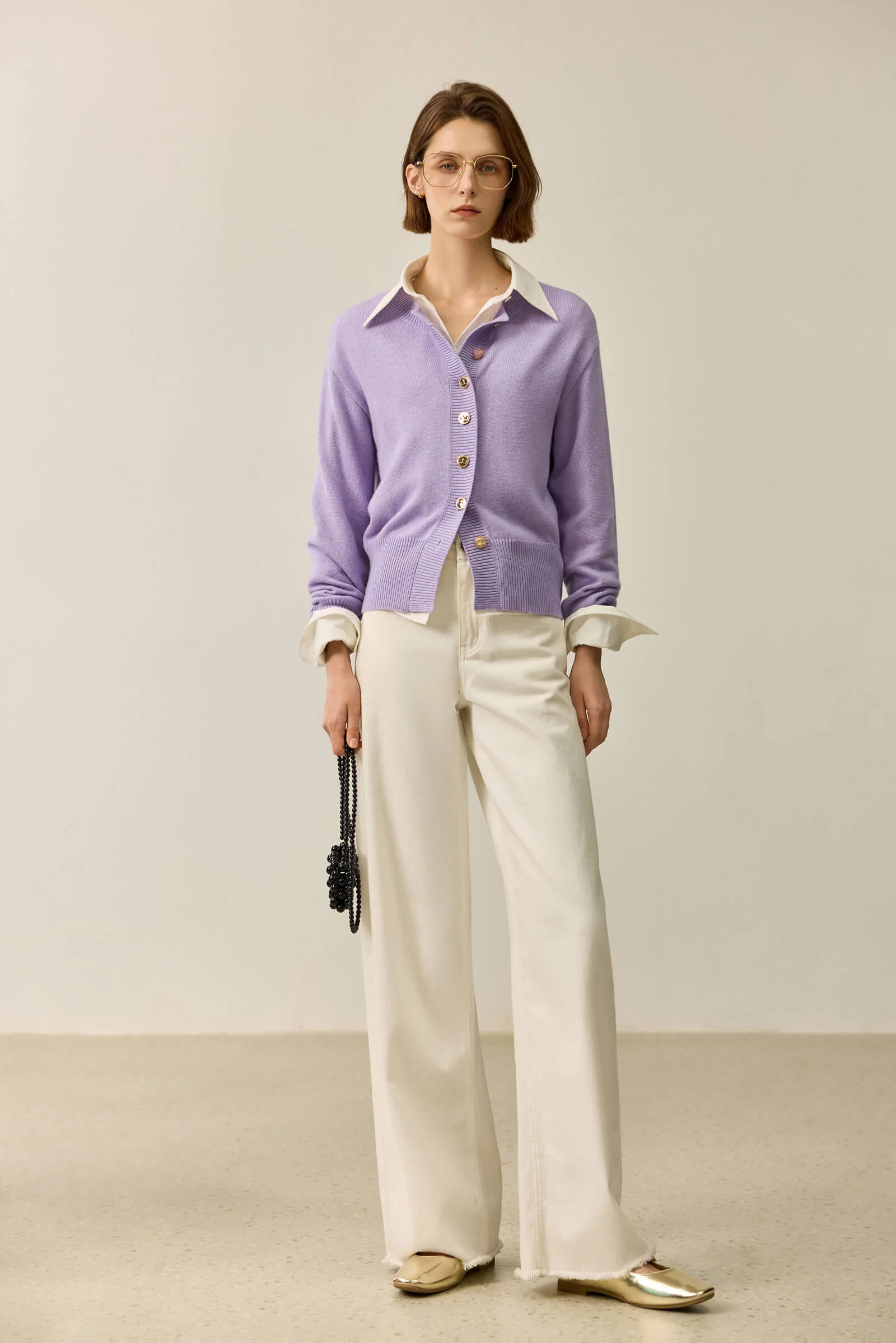 LILY Wool Blend Crewneck Knit Cardigan - Image 13
