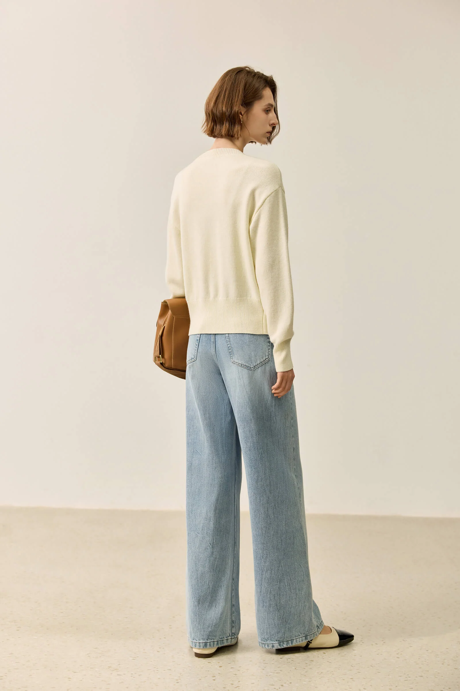 LILY Wool Blend Crewneck Knit Cardigan - Image 3
