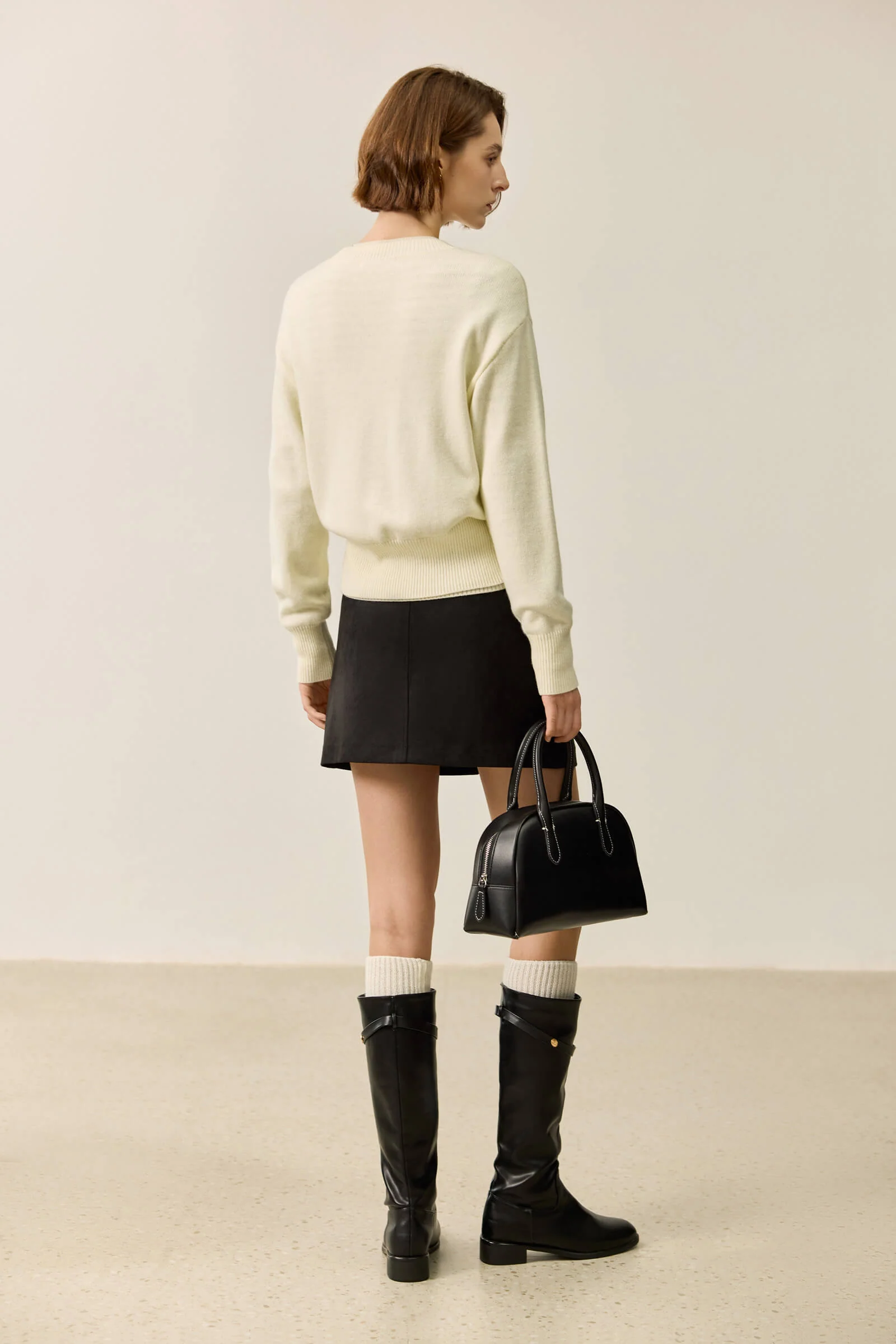 LILY Wool Blend Crewneck Knit Cardigan - Image 4