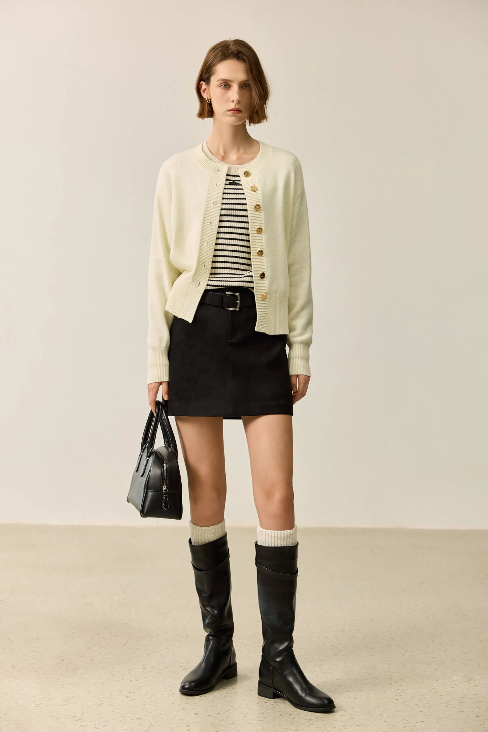 LILY Wool Blend Crewneck Knit Cardigan - Image 7