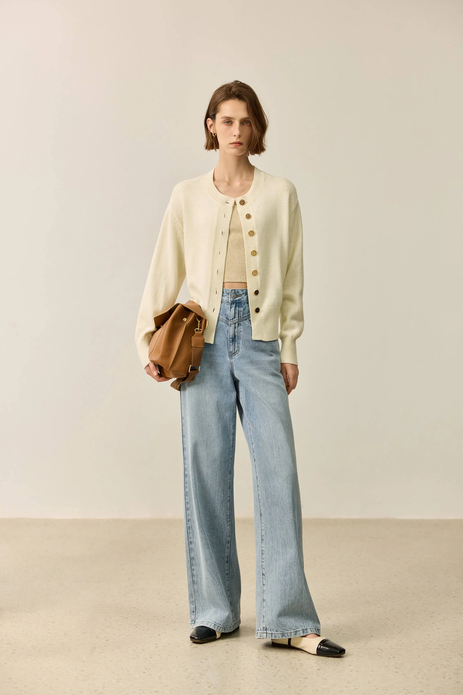 LILY Wool Blend Crewneck Knit Cardigan - Image 8
