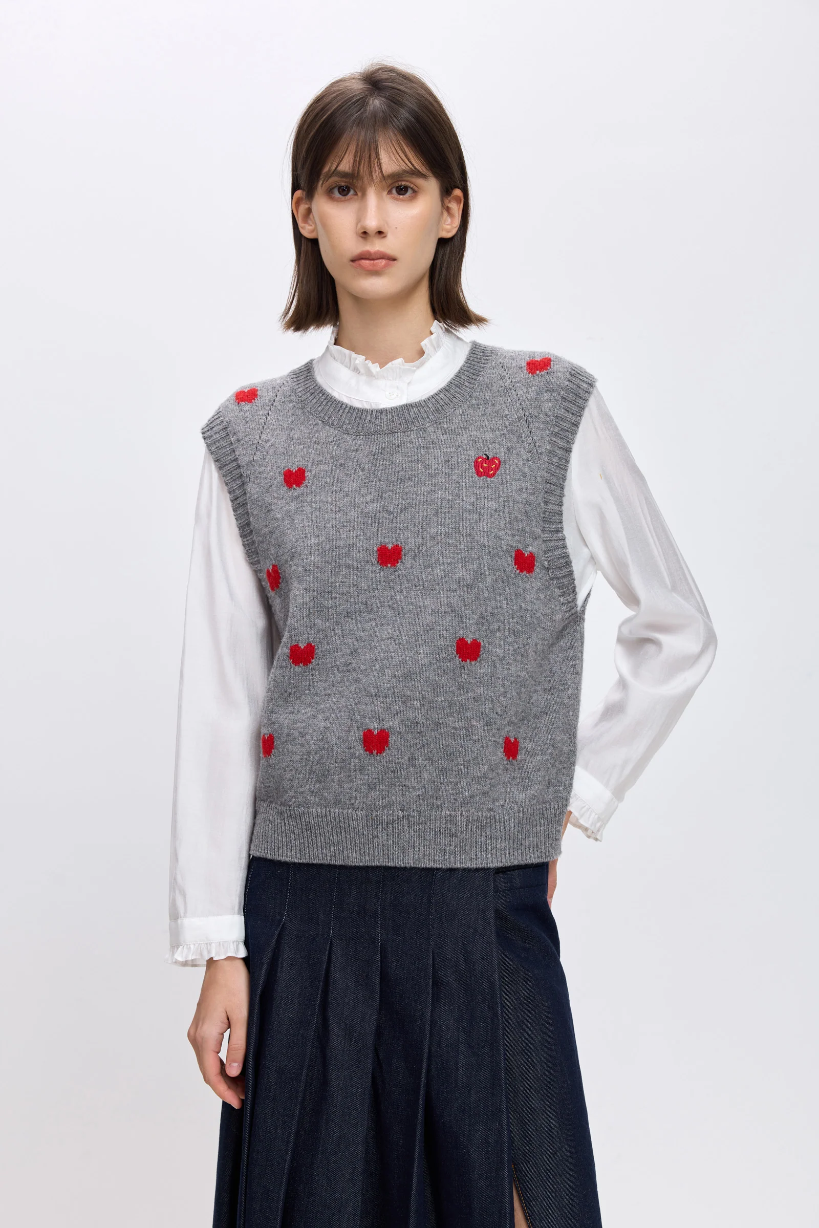 LILY Wool-Blend Embroidered Apple Vest - Image 5