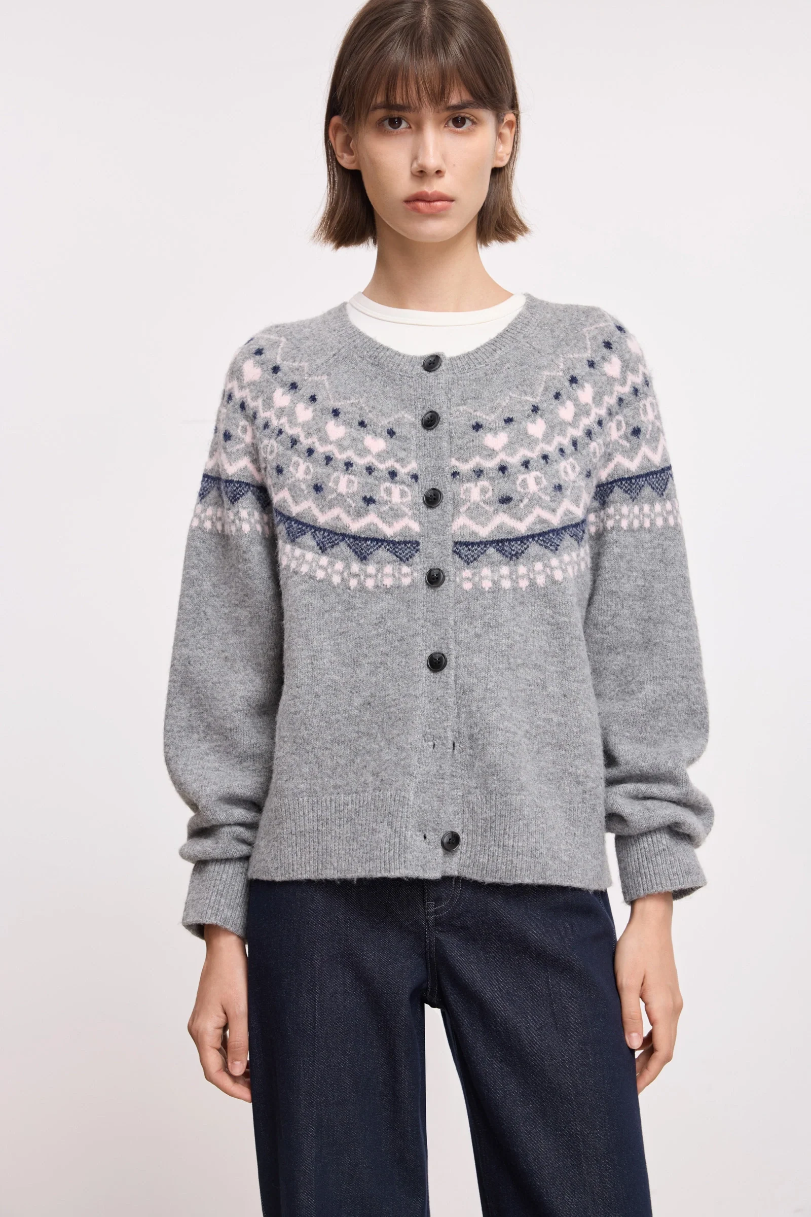 LILY Wool-Blend Fair Isle Cardigan