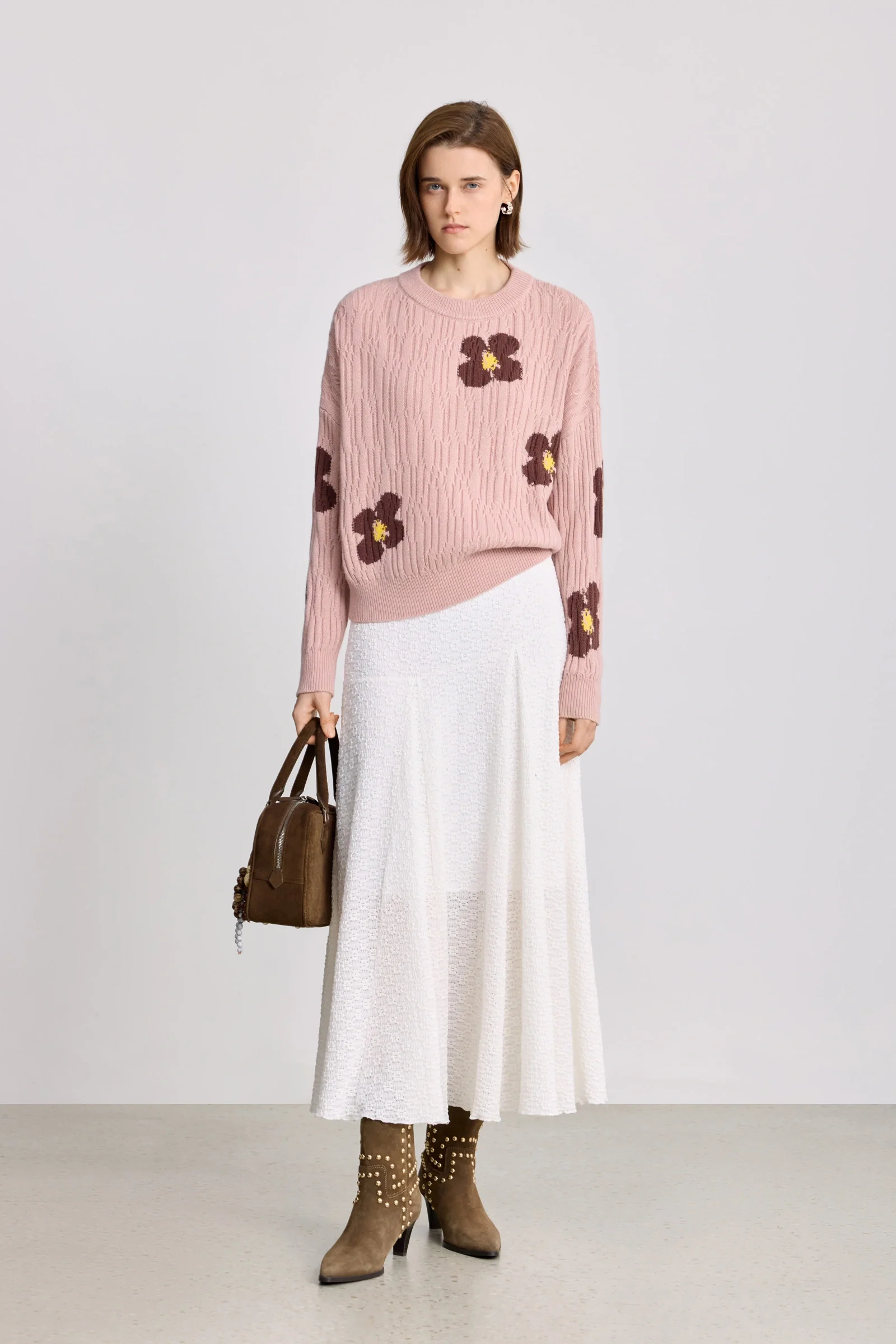LILY Wool-Blend Floral Jacquard Sweater - Image 2