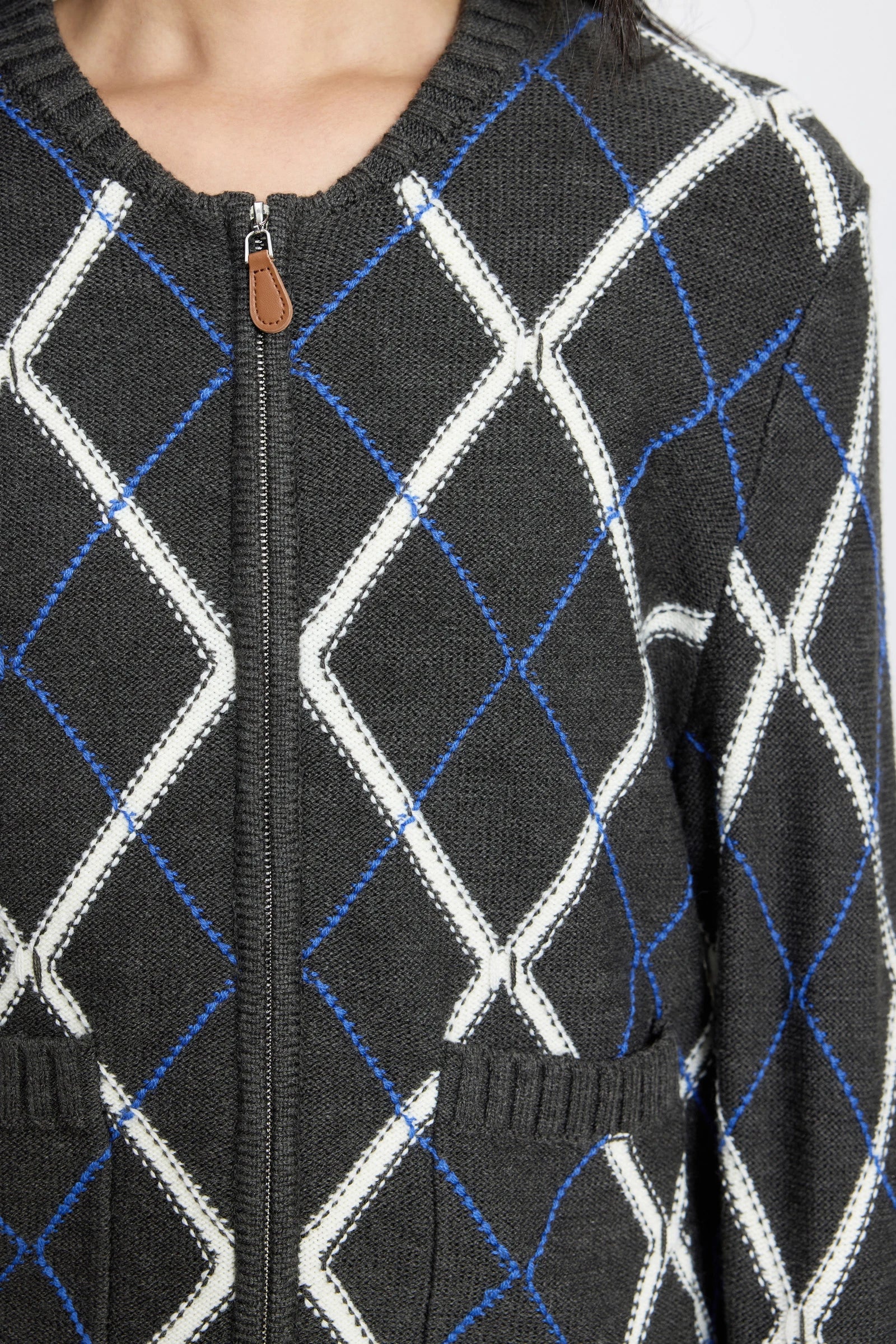 LILY Fair Isle Plaid Cardigan - Image 6