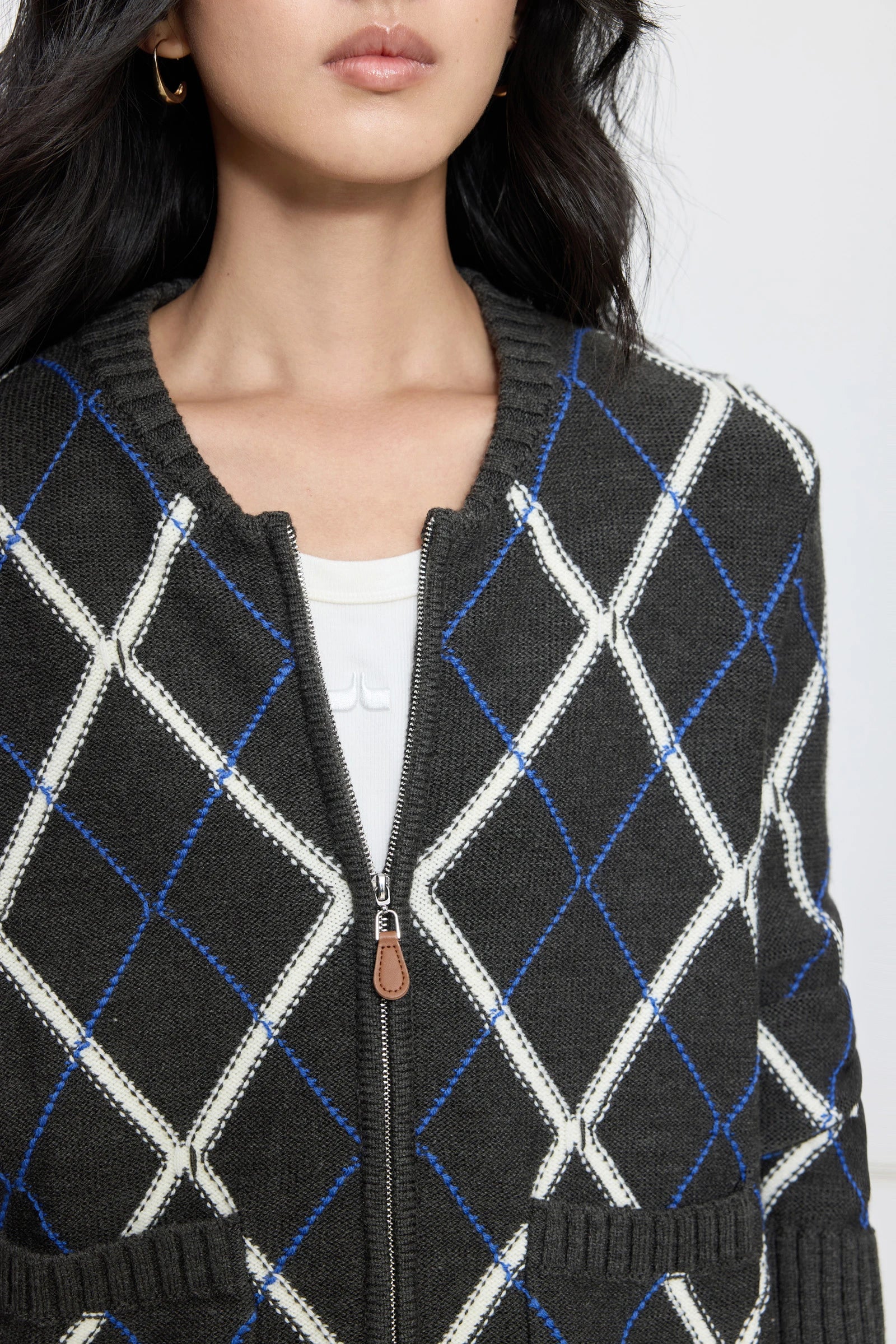 LILY Fair Isle Plaid Cardigan - Image 7