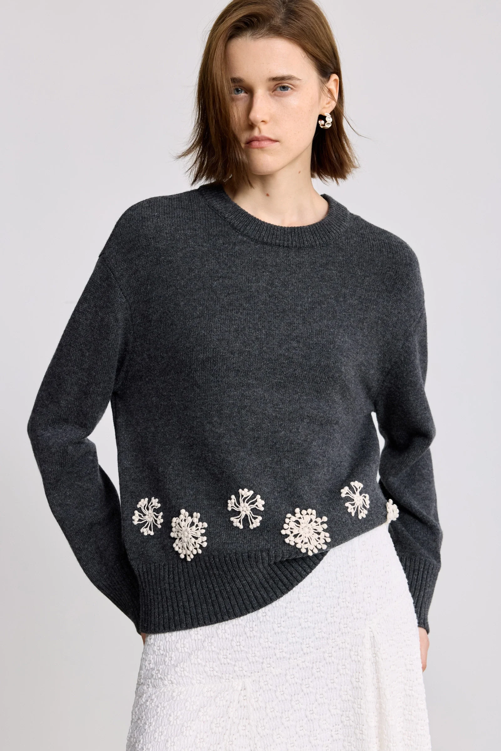LILY Wool-Blend Lace Crochet Sweater