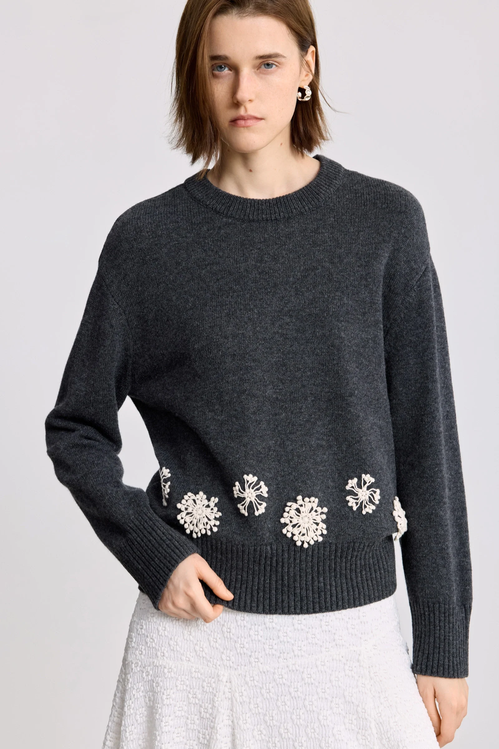 LILY Wool-Blend Lace Crochet Sweater - Image 7