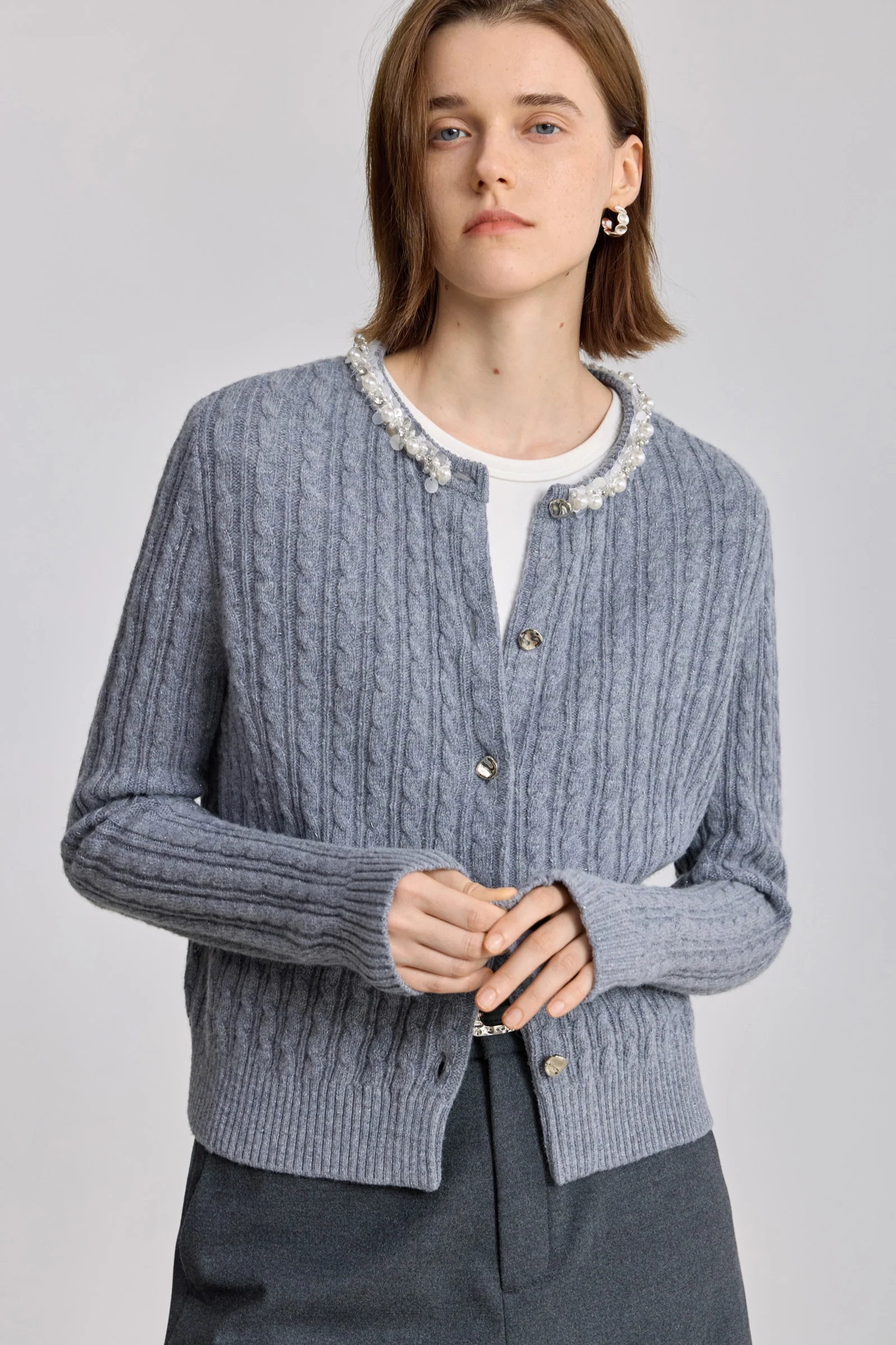 LILY Wool-Blend Pearl Sequin Cardigan - Image 5