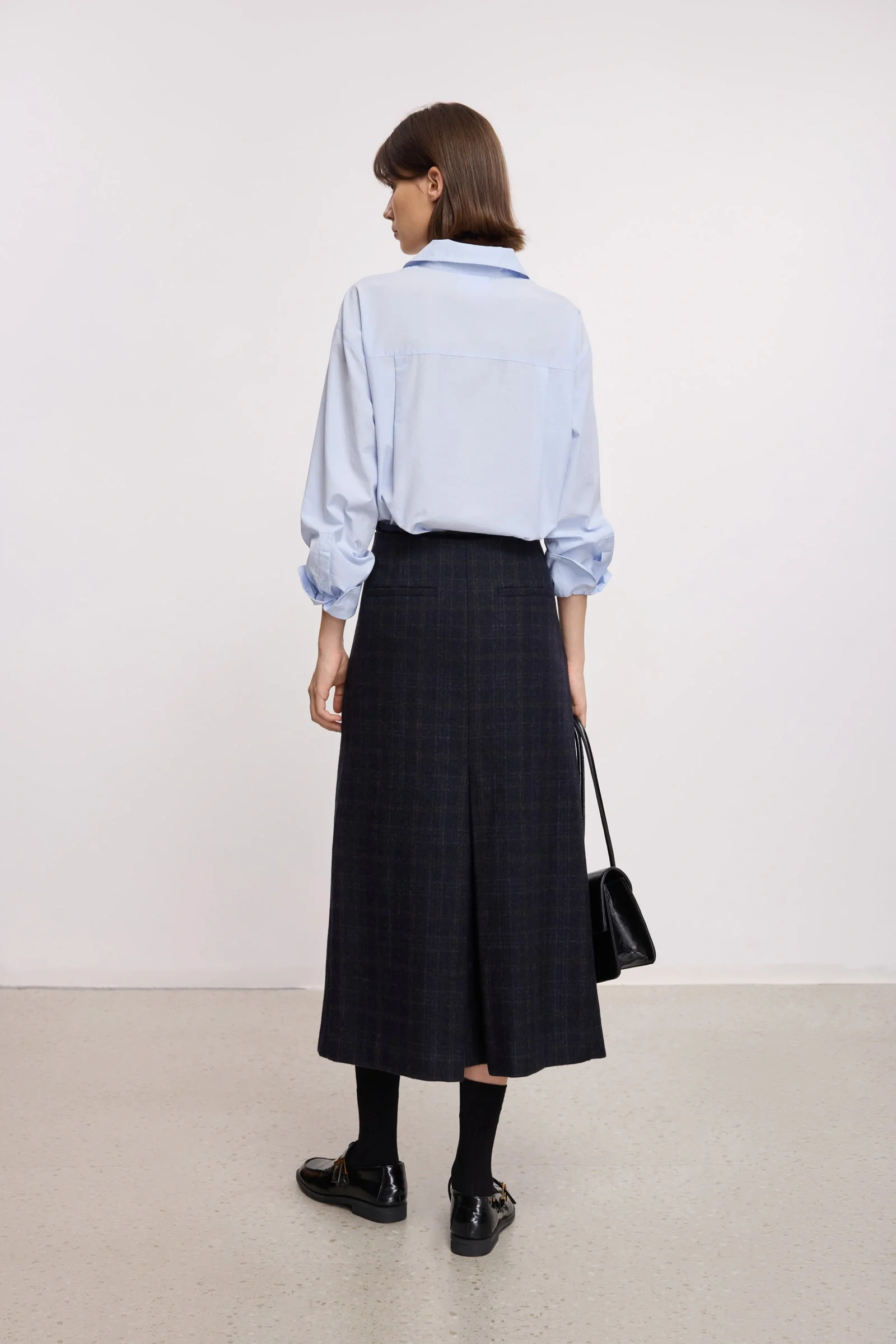 LILY Wool-Blend Plaid Mermaid Skirt - Image 4
