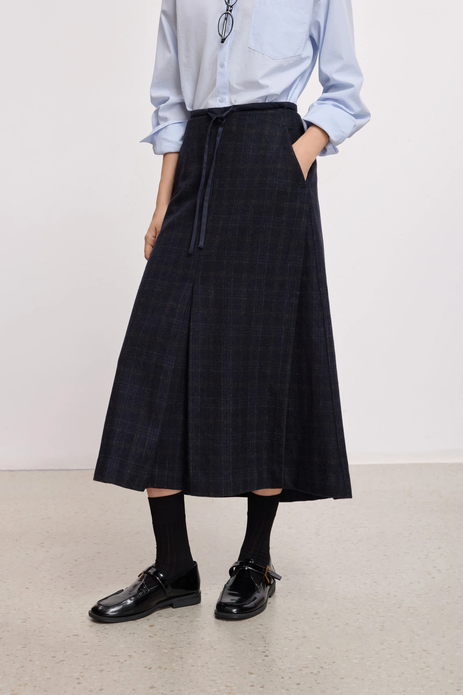 LILY Wool-Blend Plaid Mermaid Skirt - Image 5