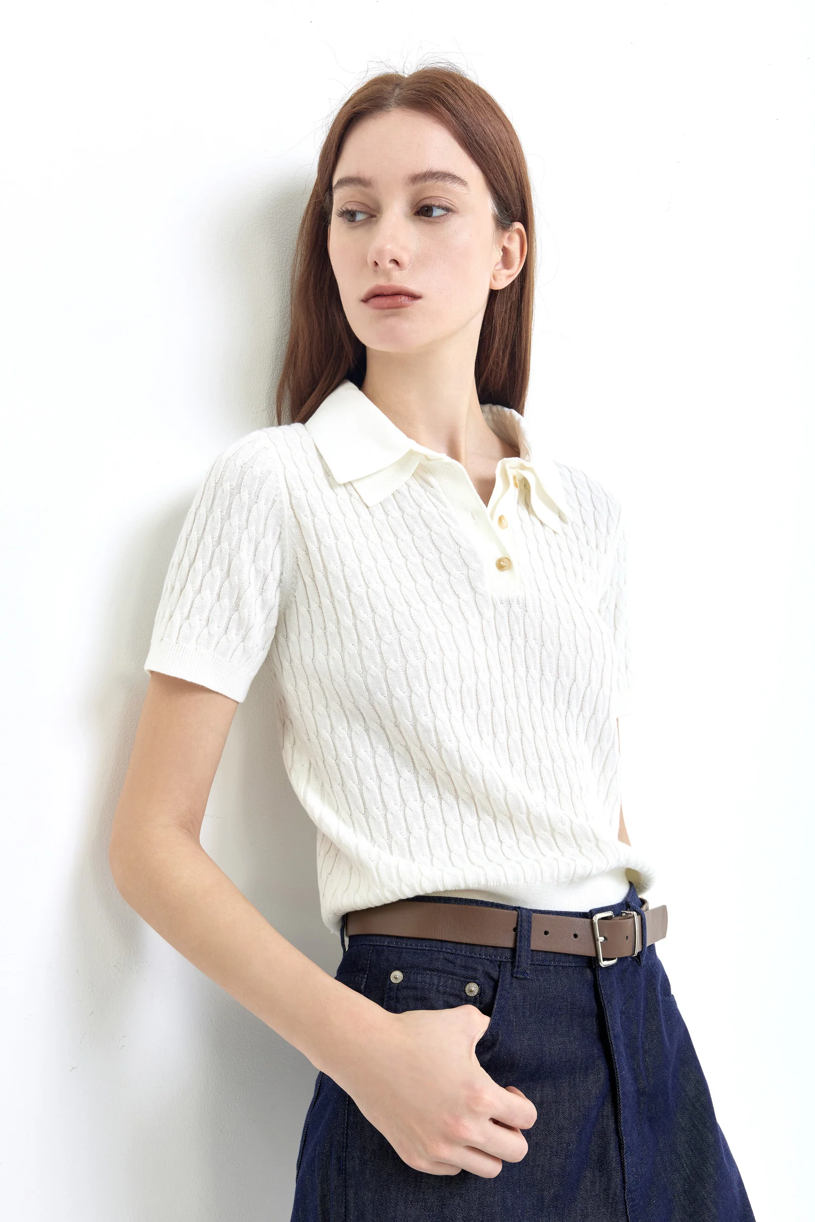 LILY Wool-Blend Polo Knit Top - Image 5