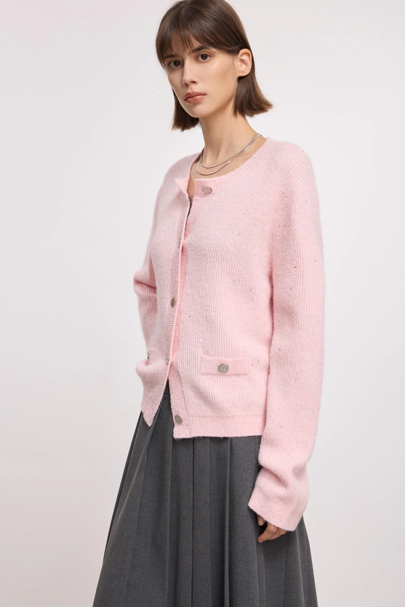 LILY Wool-Blend Sequin Bouclé Cardigan - Image 6