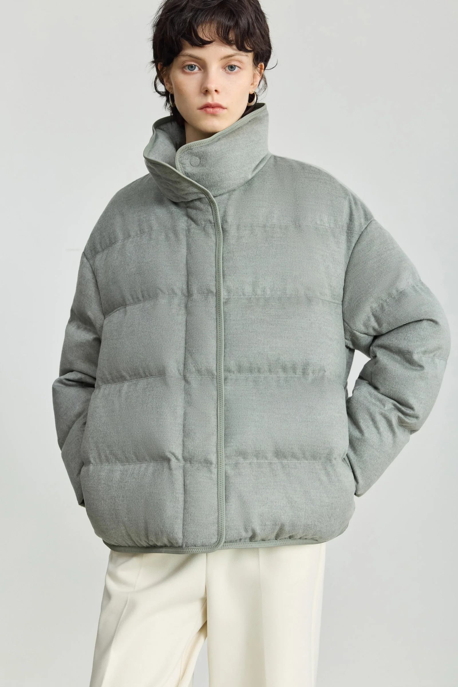 LILY Wool-Blend Stand Collar Down Jacket