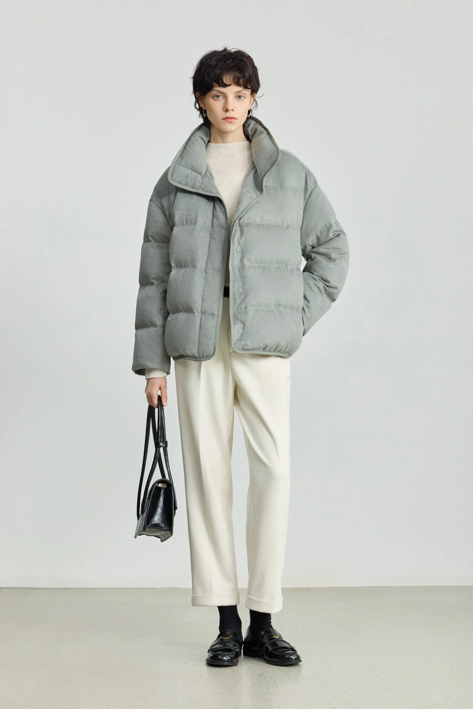 LILY Wool-Blend Stand Collar Down Jacket - Image 2