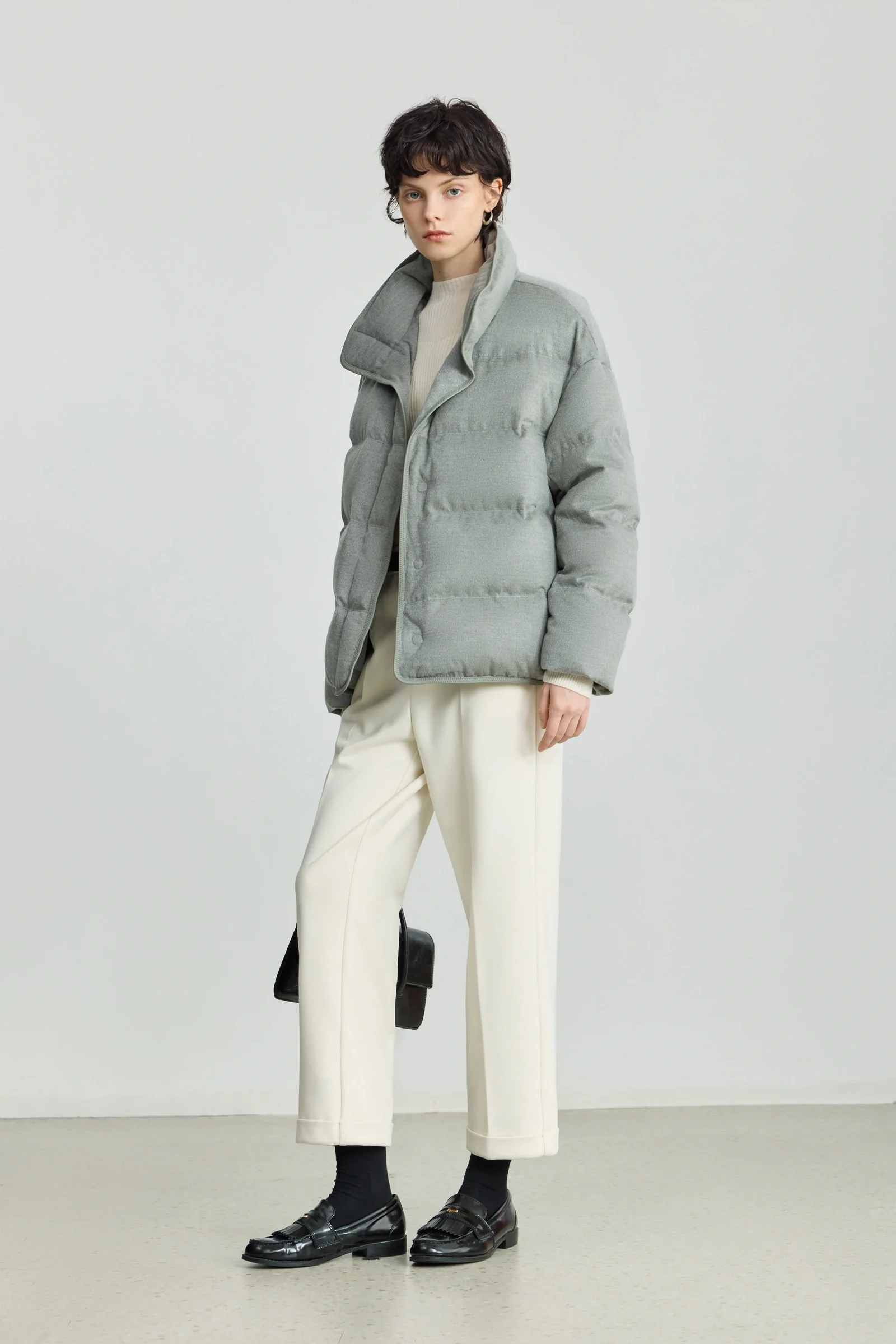 LILY Wool-Blend Stand Collar Down Jacket - Image 3
