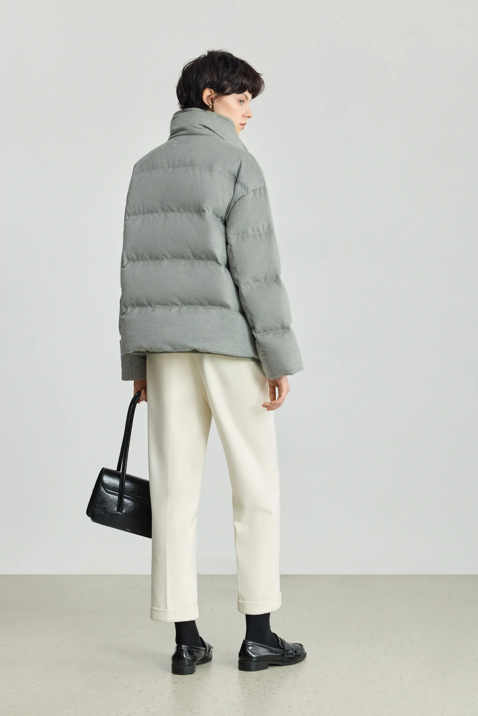 LILY Wool-Blend Stand Collar Down Jacket - Image 4