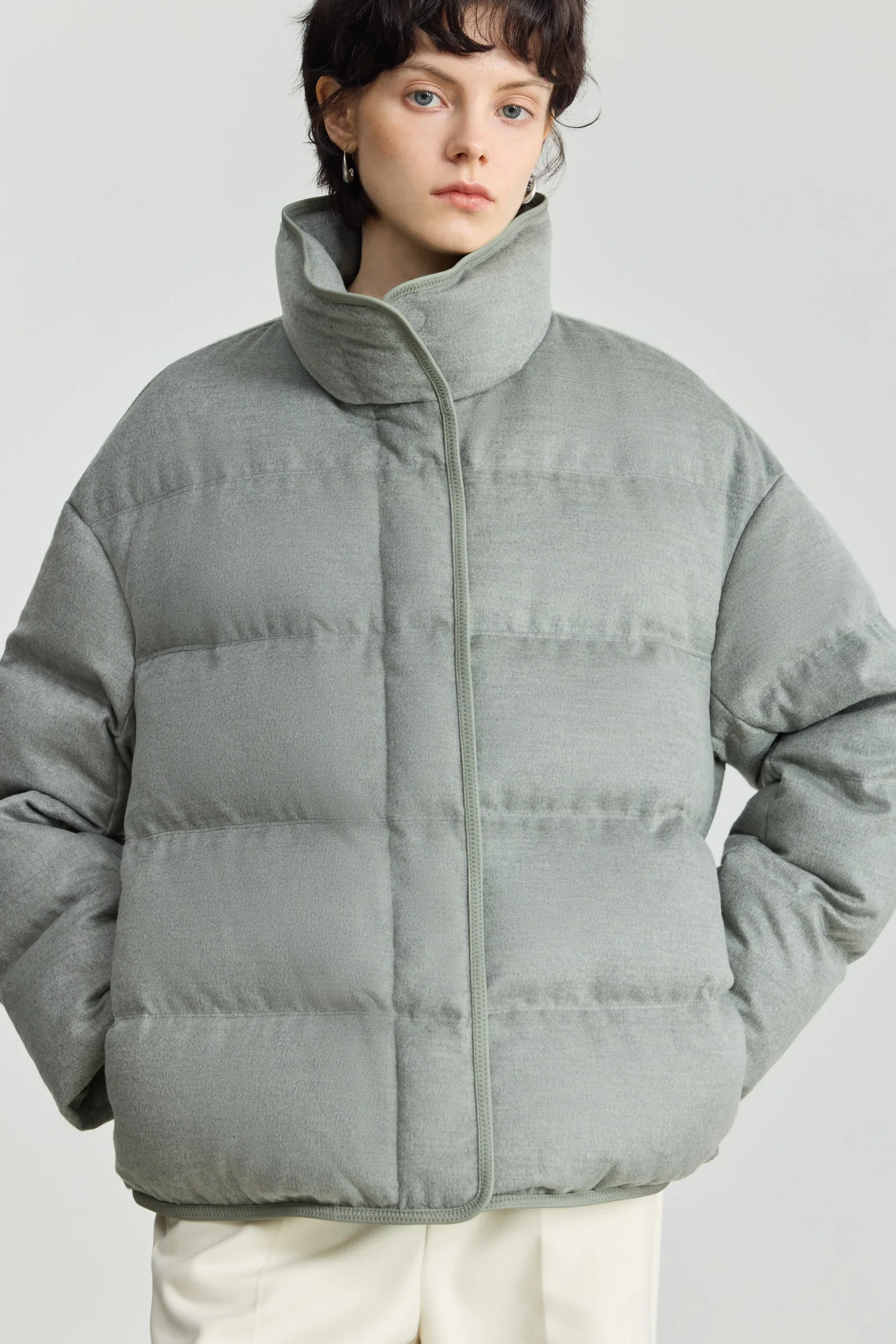 LILY Wool-Blend Stand Collar Down Jacket - Image 5