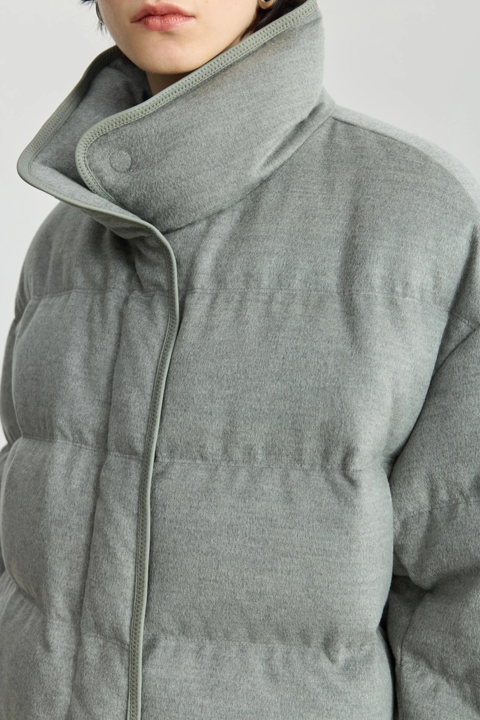 LILY Wool-Blend Stand Collar Down Jacket - Image 7