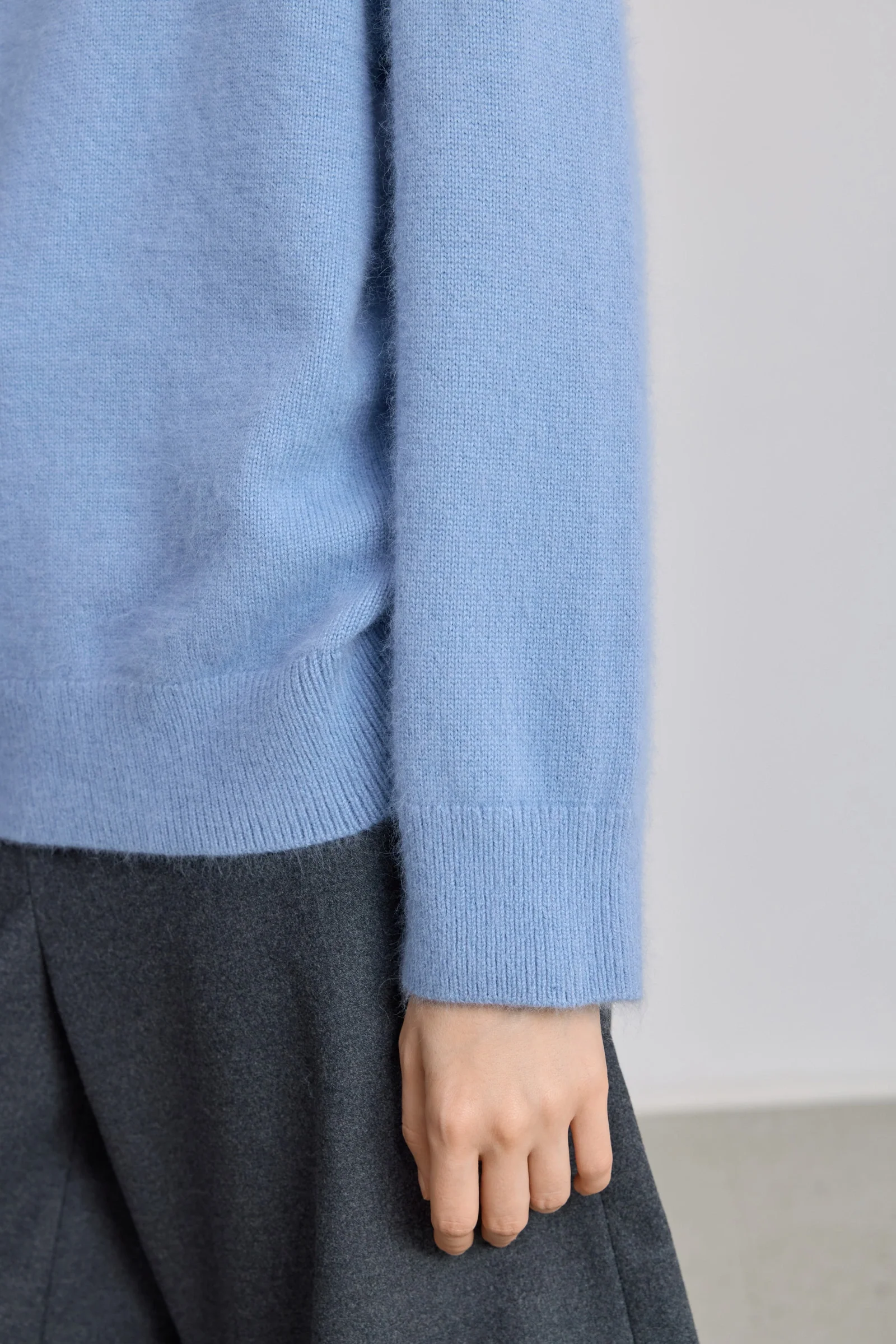 LILY Wool-Rabbit Blend Embroidered Mock Neck Sweater - Image 9