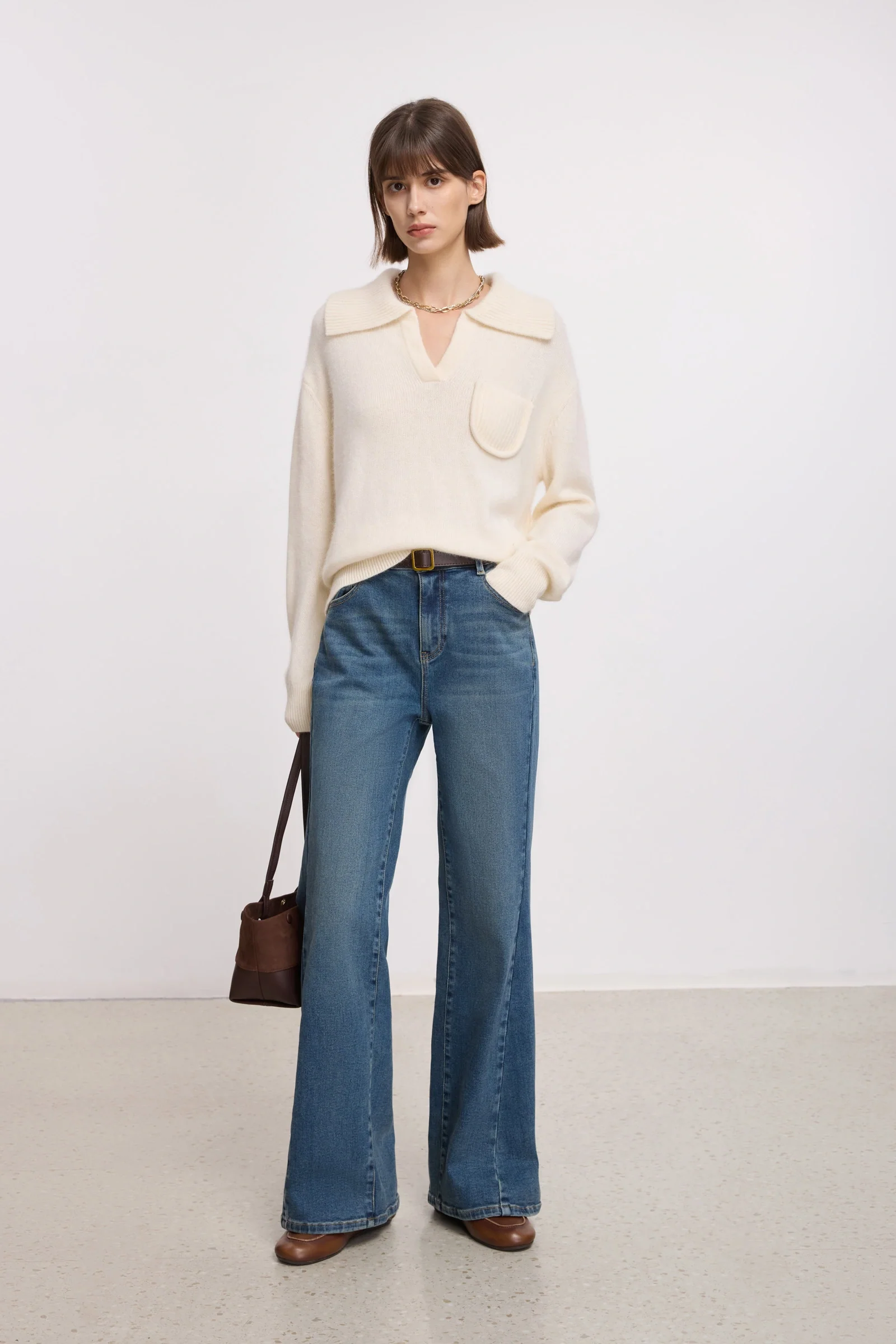 LILY Wool-Rabbit Blend Relaxed V-Neck Sweater - Image 2